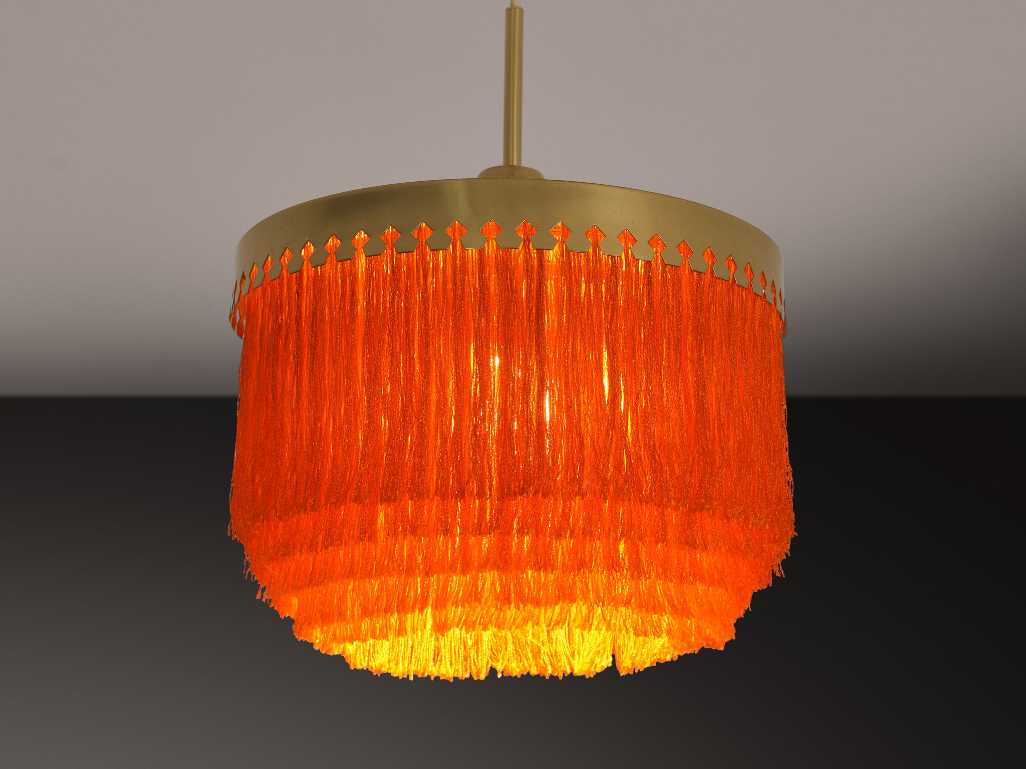 Hans-Agne Jakobsson 'Fringe' Pendant in Silk and Brass Lighting Morentz