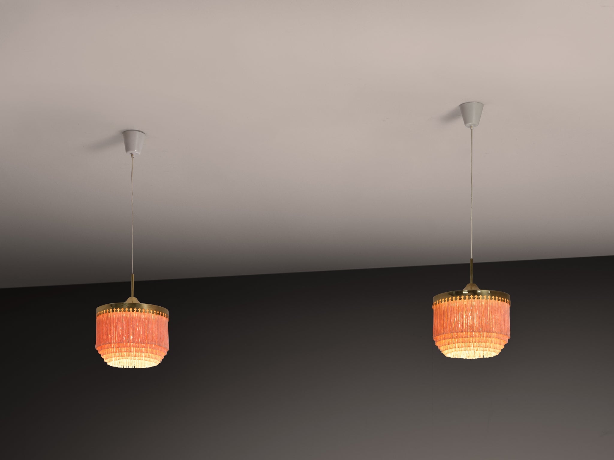 Hans-Agne Jakobsson 'Fringe' Pendants in Silk and Brass Lighting Morentz