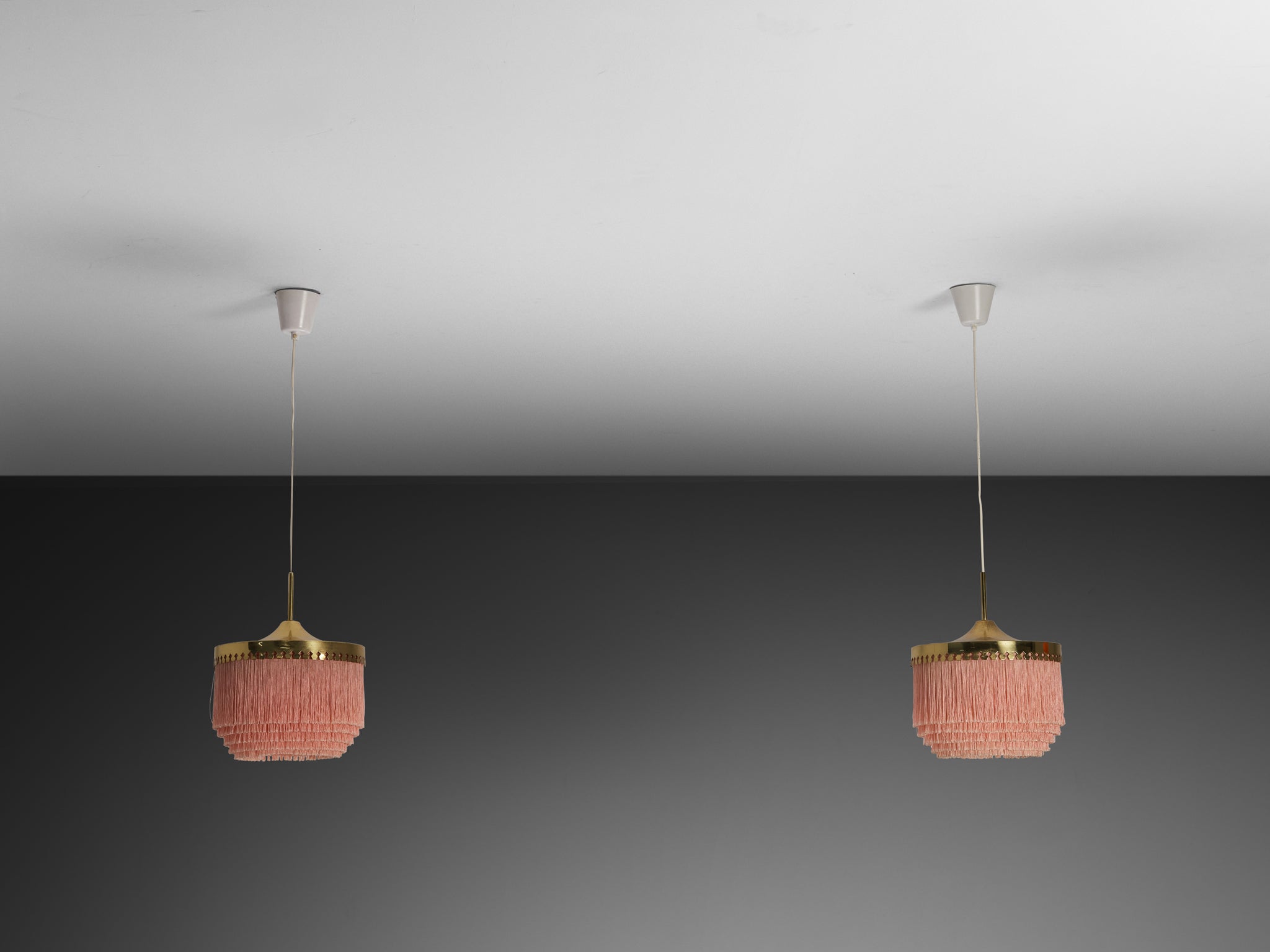 Hans-Agne Jakobsson 'Fringe' Pendants in Silk and Brass Lighting Morentz