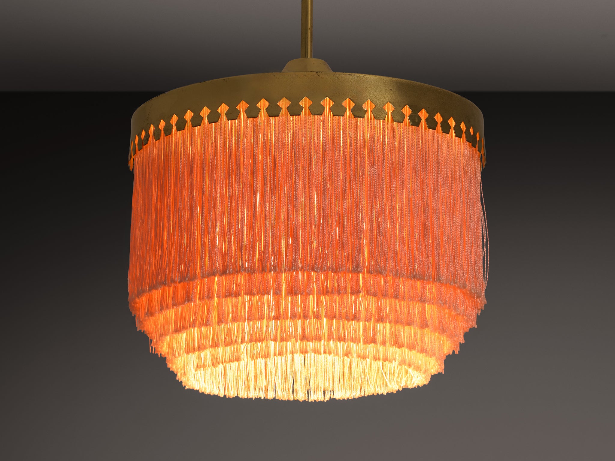 Hans-Agne Jakobsson 'Fringe' Pendants in Silk and Brass Lighting Morentz