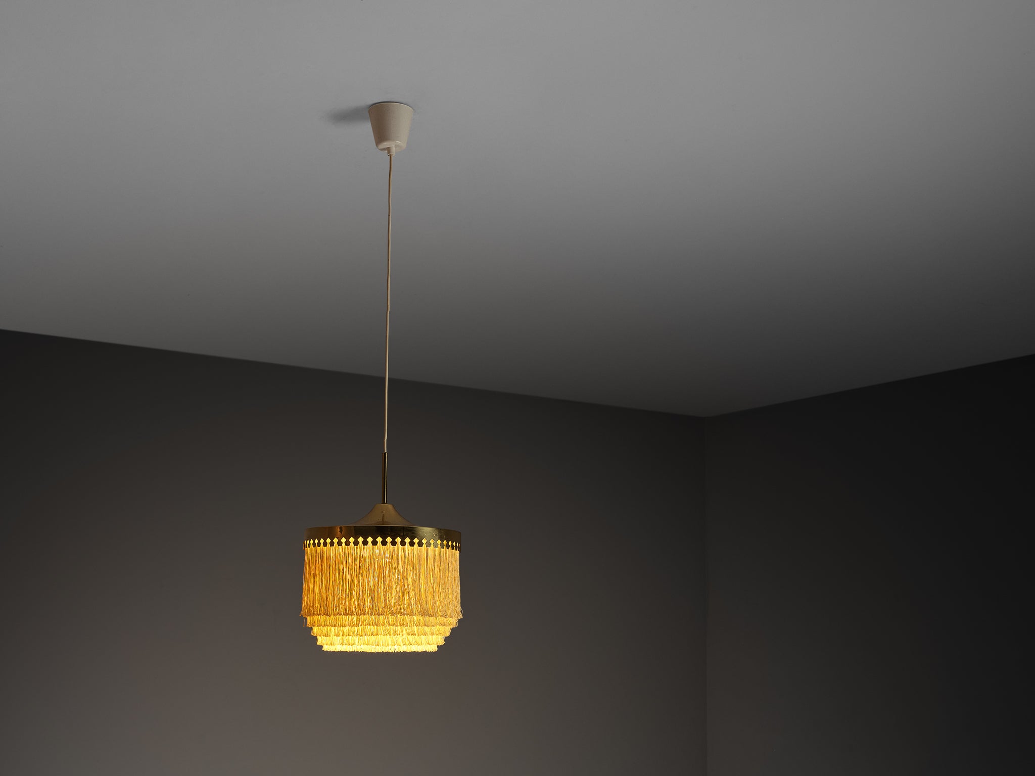 Hans-Agne Jakobsson 'Fringe' Pendant in Silk and Brass Lighting Morentz