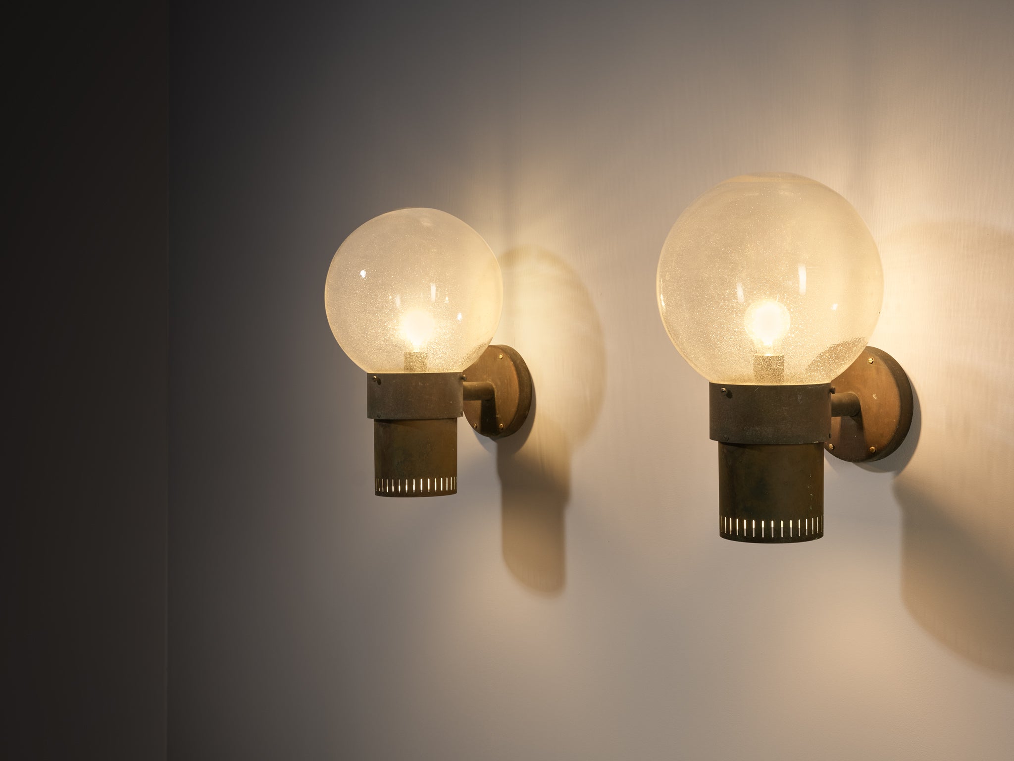 Anders Pehrson for Ateljé Lyktan 'King' Wall Lights in Copper and Blown Glass Lighting Morentz