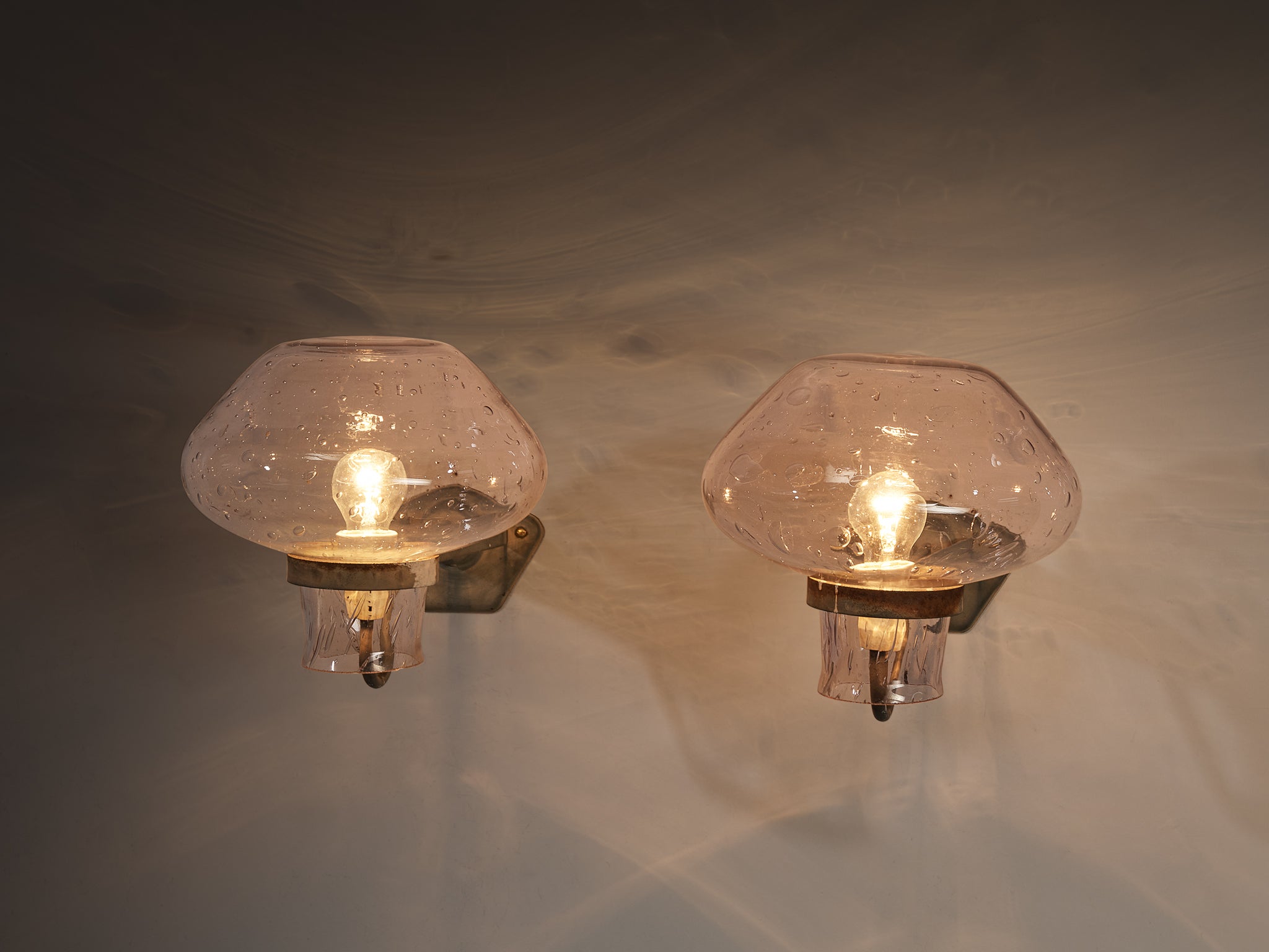 Gunnar Asplund for ASEA Wall Lights in Blown Glass and Metal Lighting Morentz
