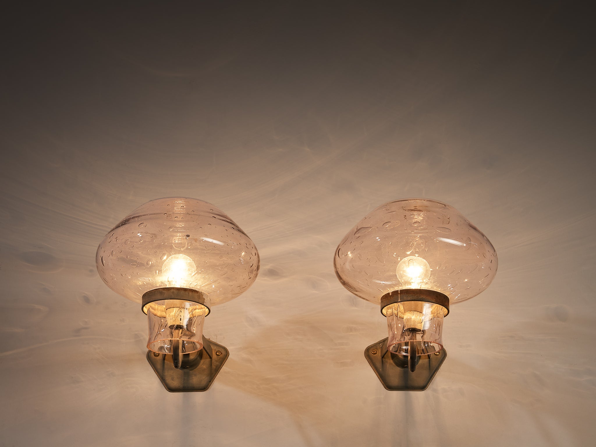 Gunnar Asplund for ASEA Wall Lights in Blown Glass and Metal Lighting Morentz