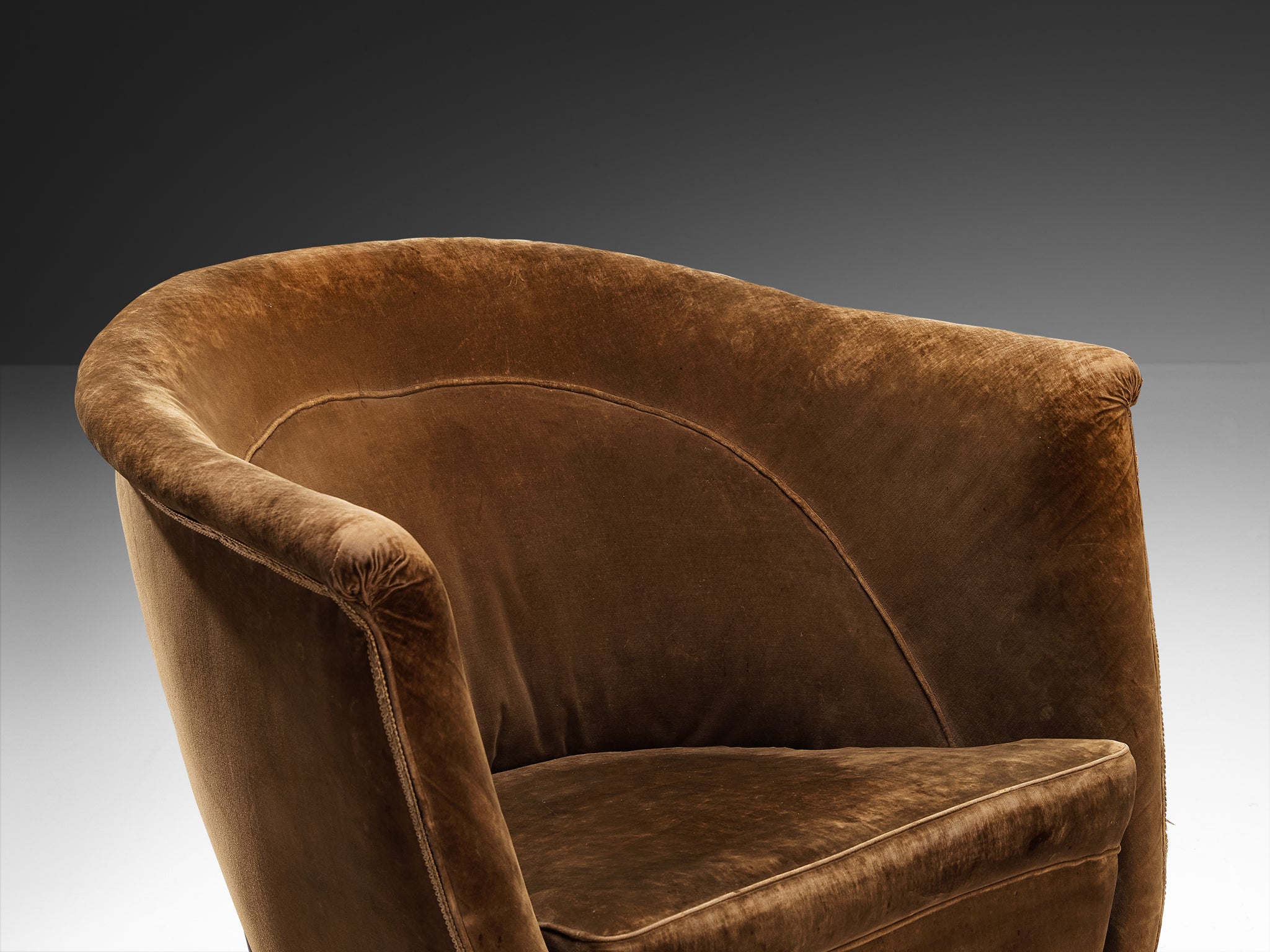 Guglielmo Veronesi for Isa Bergamo Elegant Lounge Chair in Brown Velve