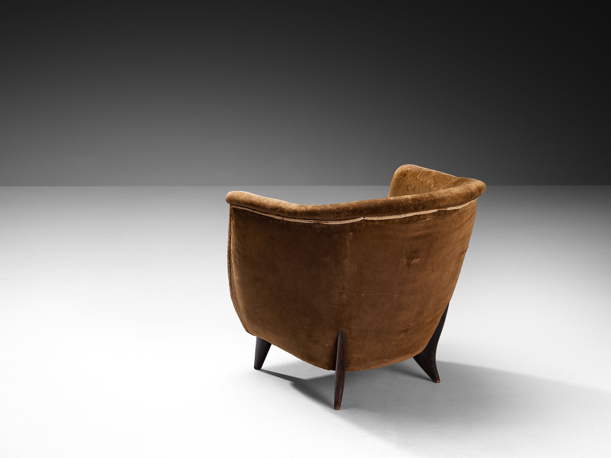 Guglielmo Veronesi for Isa Bergamo Elegant Lounge Chair in Brown Velvet Seating Morentz