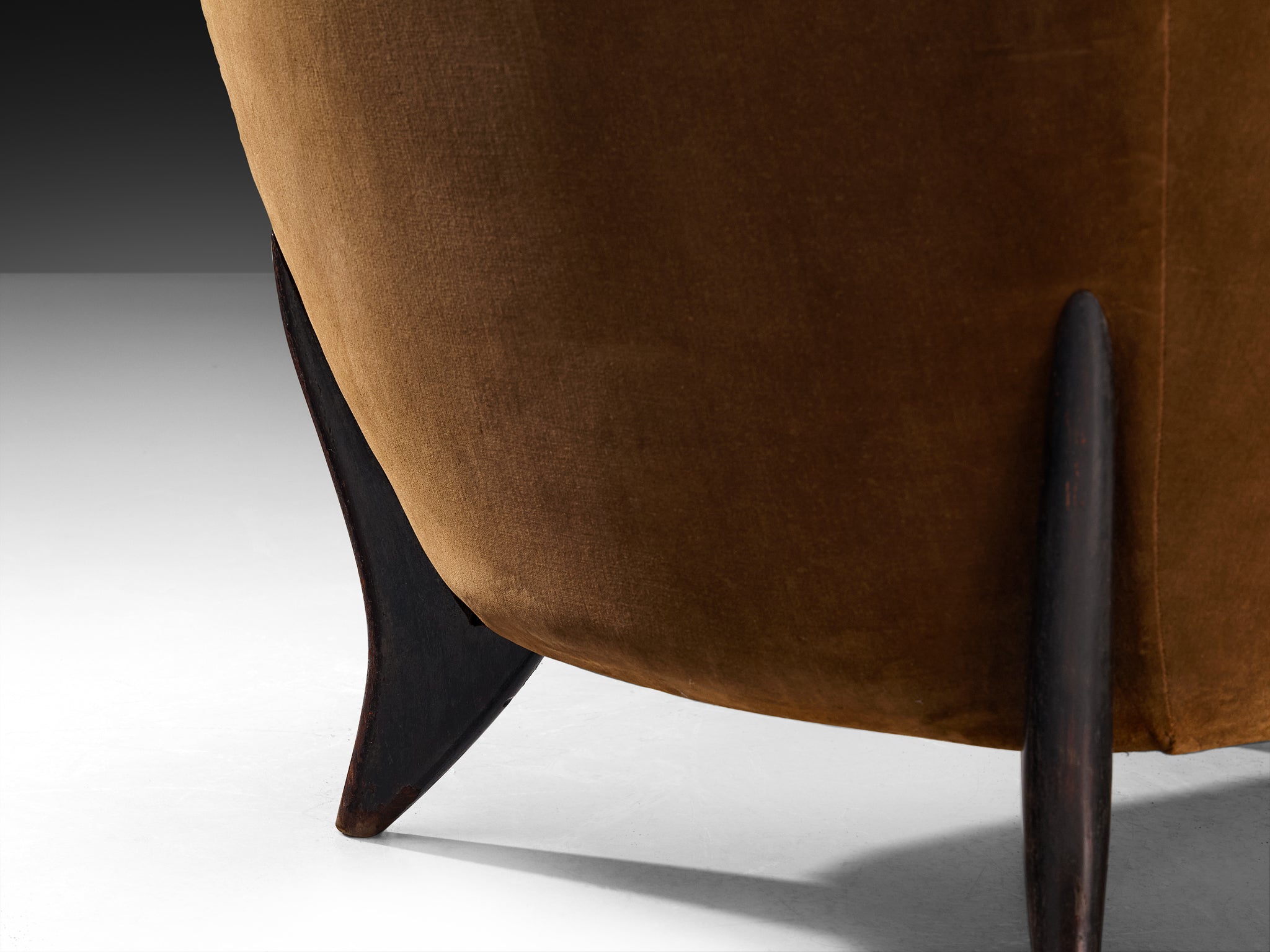 Guglielmo Veronesi for Isa Bergamo Elegant Lounge Chair in Brown Velvet Seating Morentz