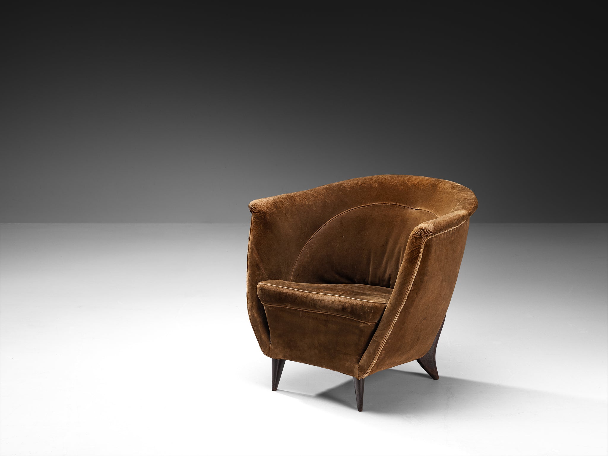 Guglielmo Veronesi for Isa Bergamo Elegant Lounge Chair in Brown Velvet Seating Morentz