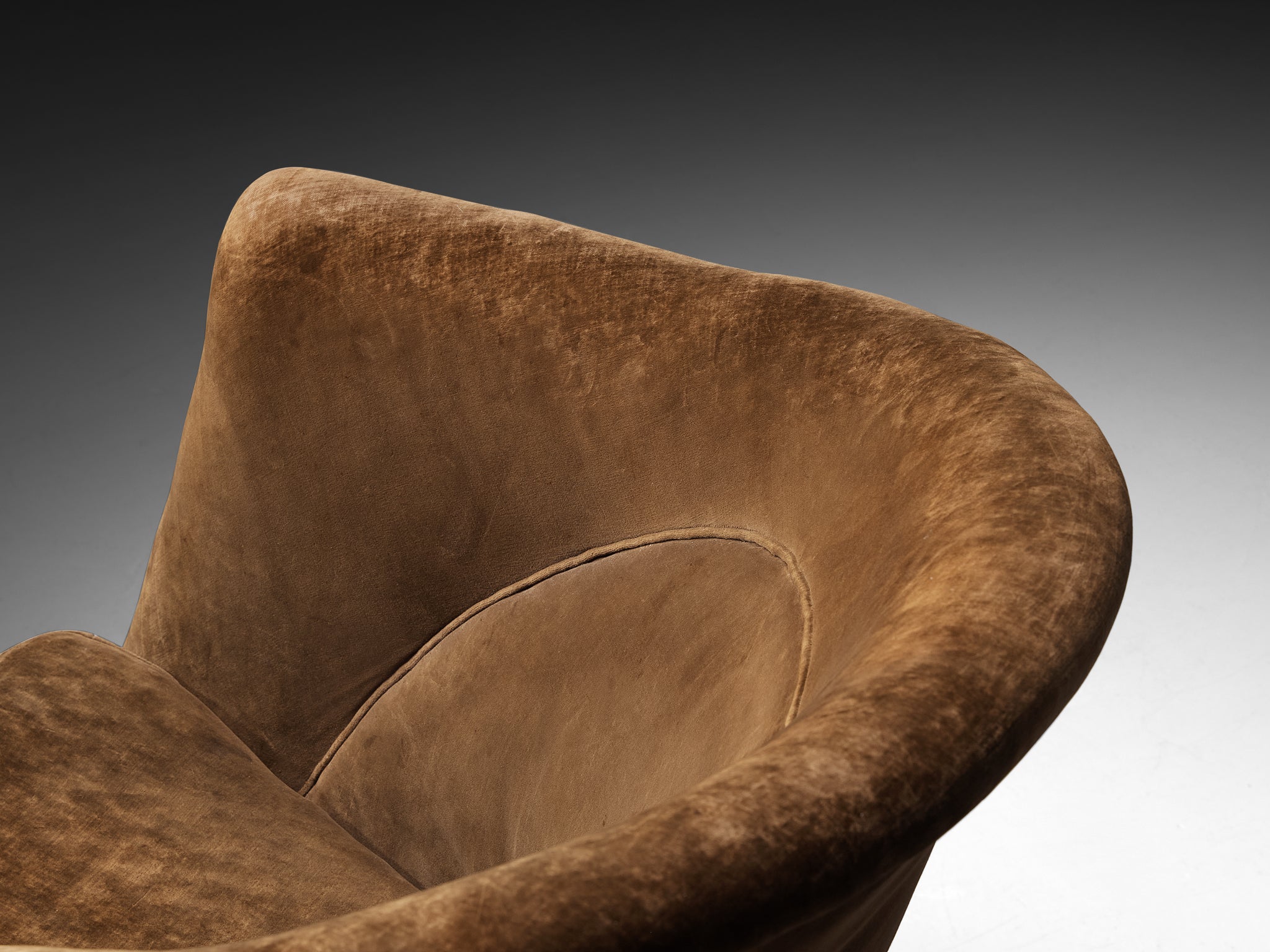 Guglielmo Veronesi for Isa Bergamo Elegant Lounge Chair in Brown Velve