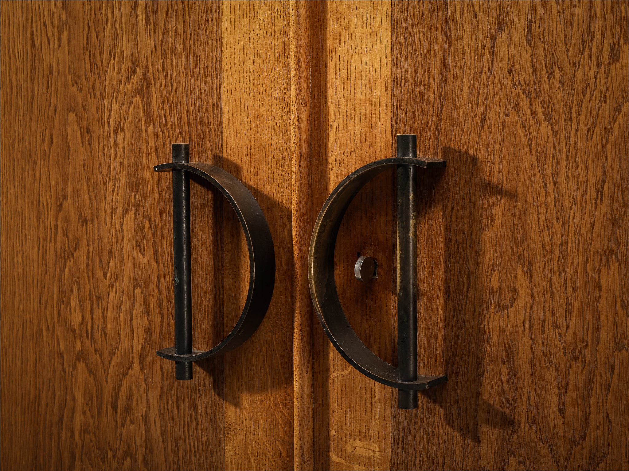 French Art Deco Cabinet in Oak and Brass Detailing Case pieces and storage cabinets Morentz