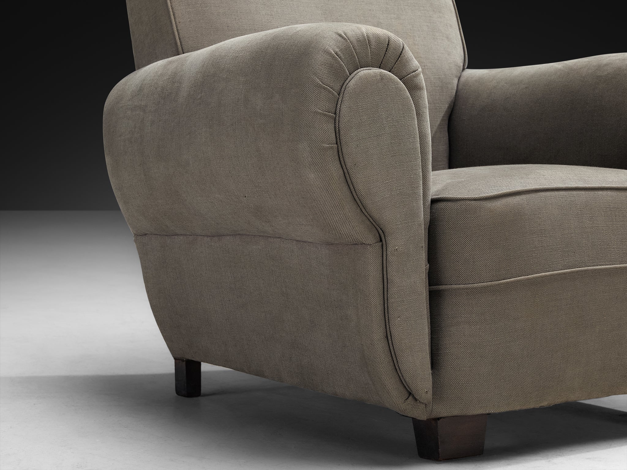 Art Deco Pair of Armchairs in Earthy Grey Fabric Seating Morentz