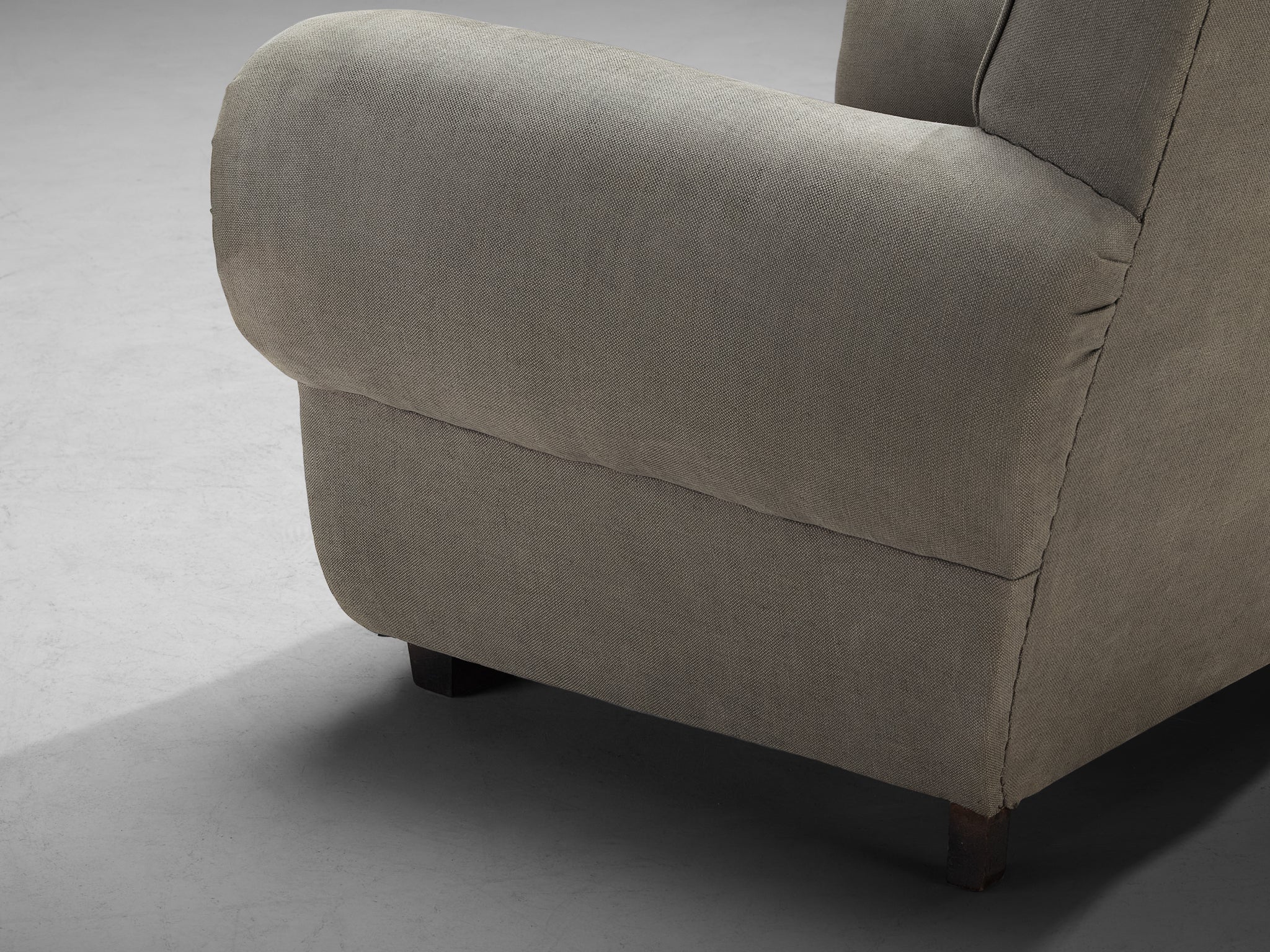 Art Deco Pair of Armchairs in Earthy Grey Fabric Seating Morentz