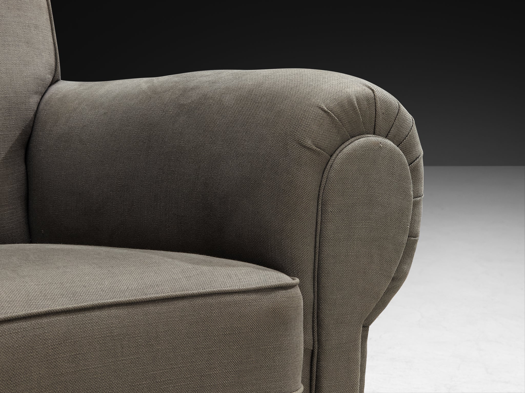 Art Deco Pair of Armchairs in Earthy Grey Fabric Seating Morentz