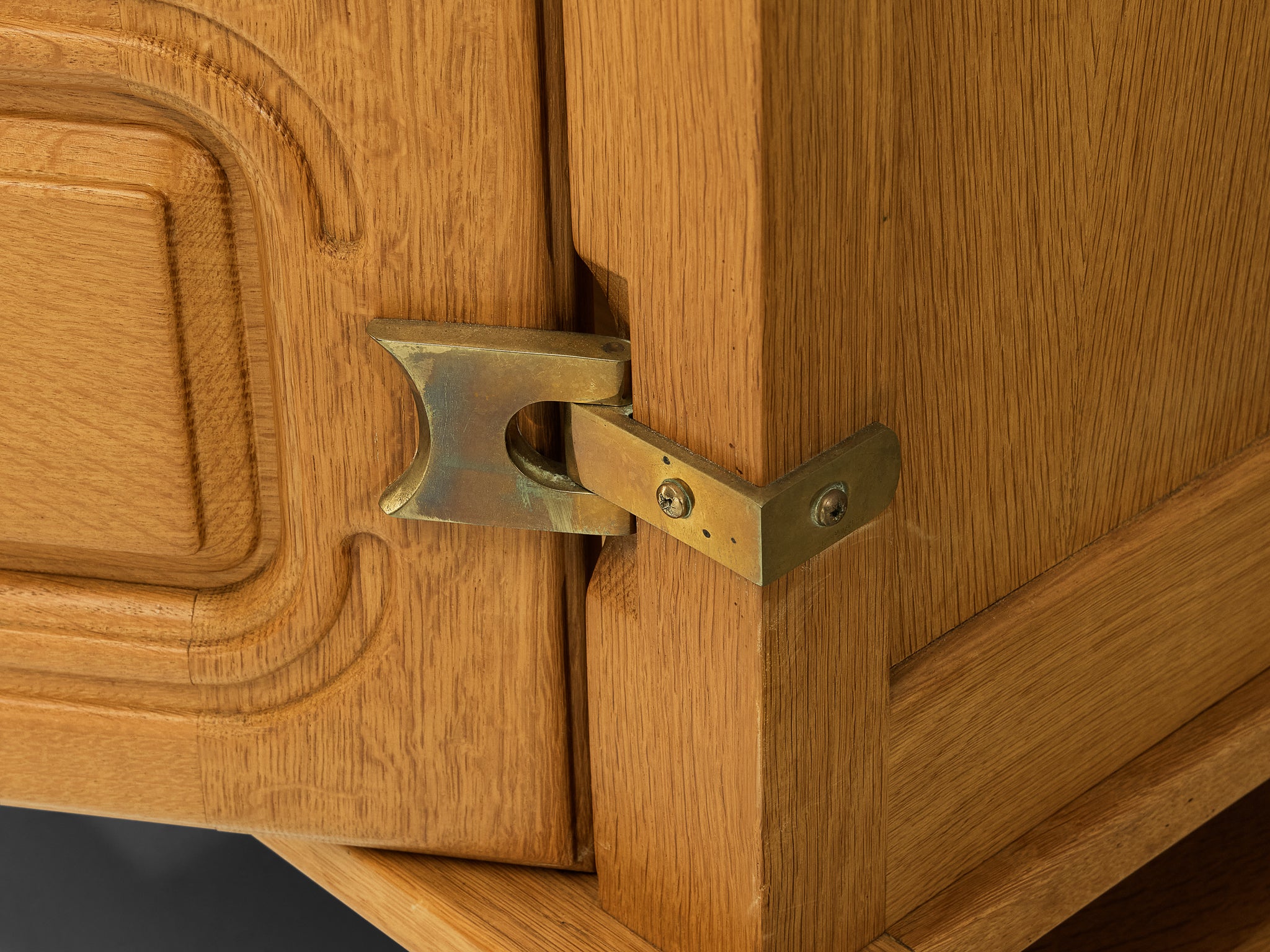 Guillerme & Chambron Highboard in Solid Oak and Brass Case pieces and storage cabinets Morentz