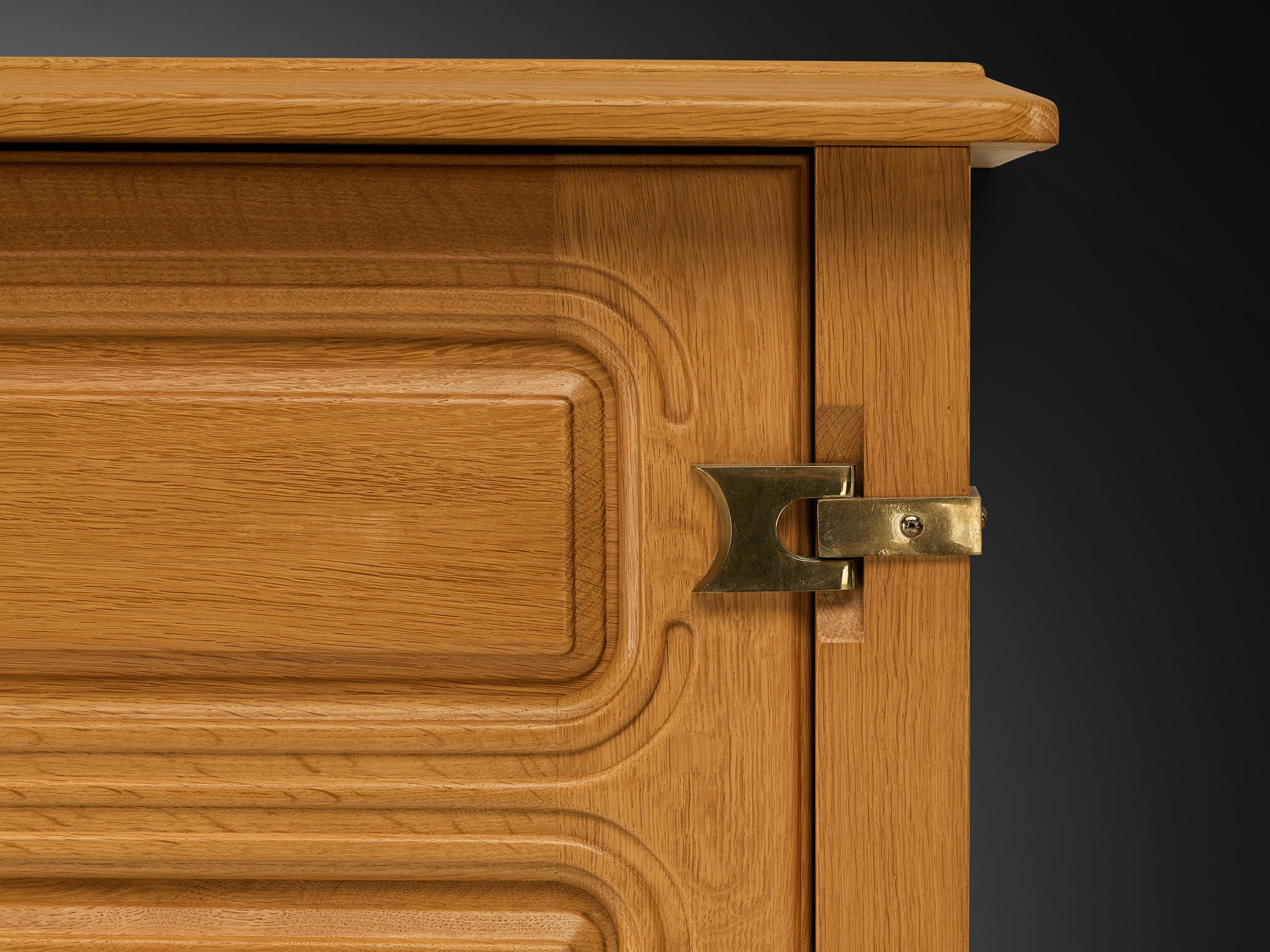 Guillerme & Chambron Highboard in Solid Oak and Brass Case pieces and storage cabinets Morentz