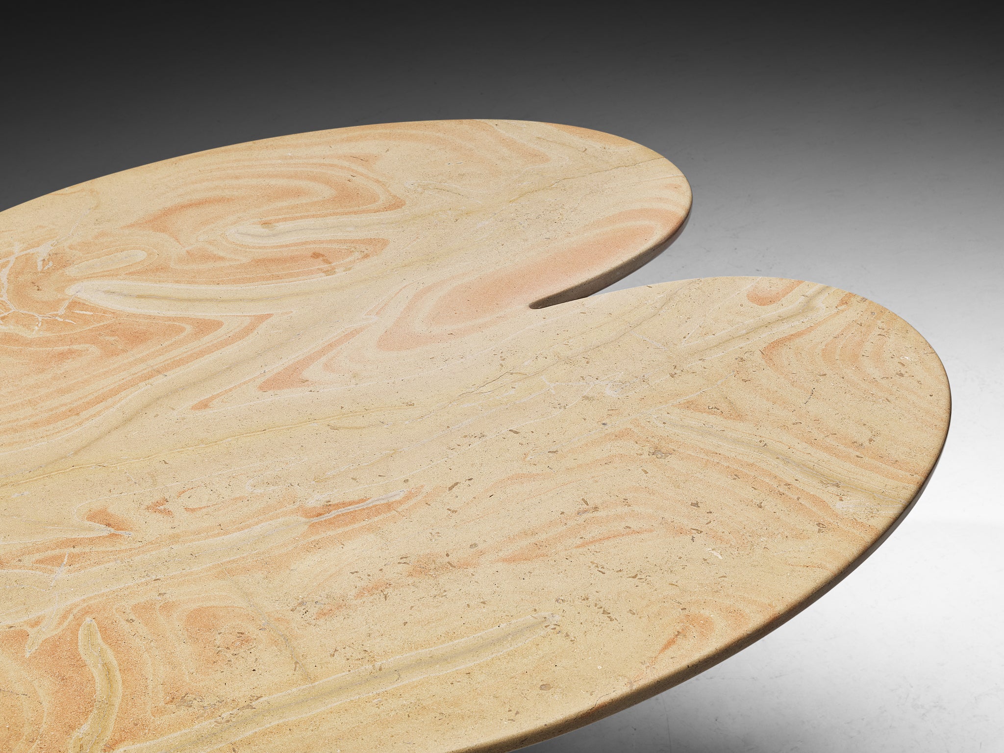 Organic Dining or Center Table in Beige Pink Limestone Tables Morentz