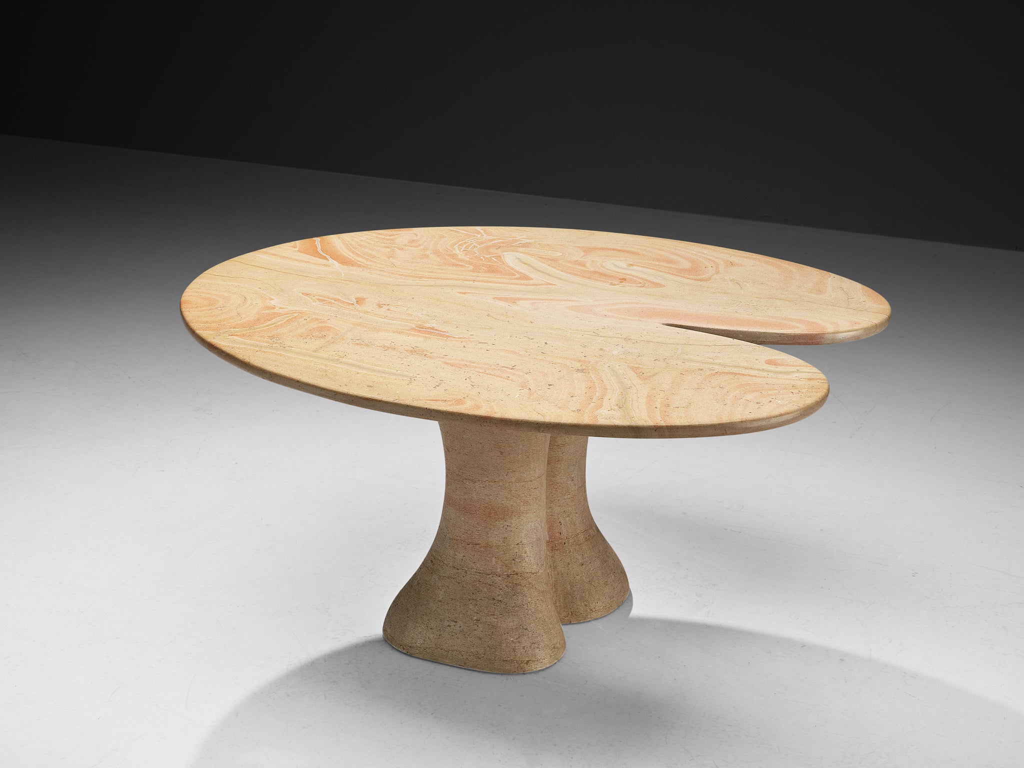Organic Dining or Center Table in Beige Pink Limestone Tables Morentz