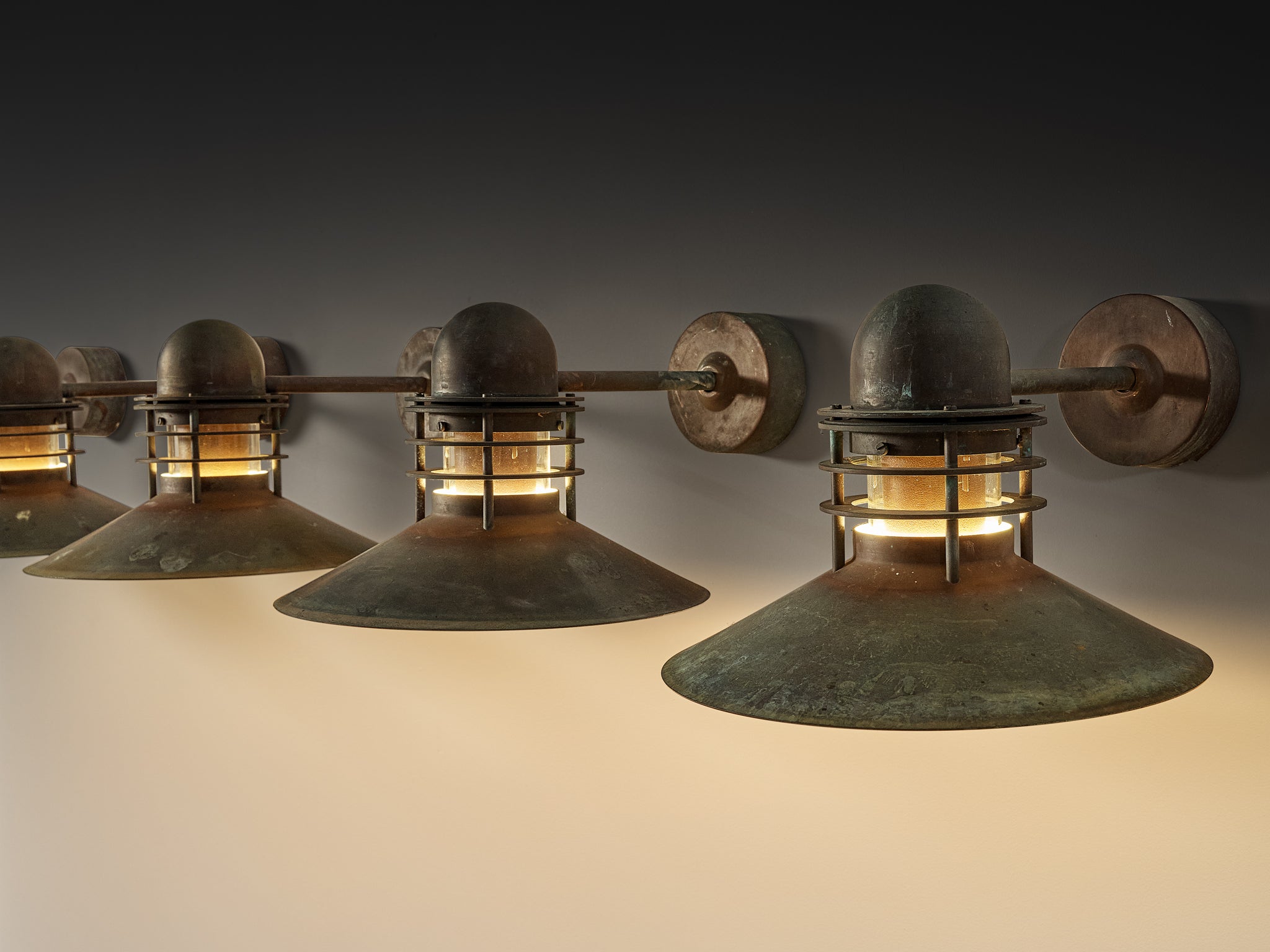 Homann & Kjær for Louis Poulson Wall Lamps ‘Nyhavn’ in Copper Lighting Morentz