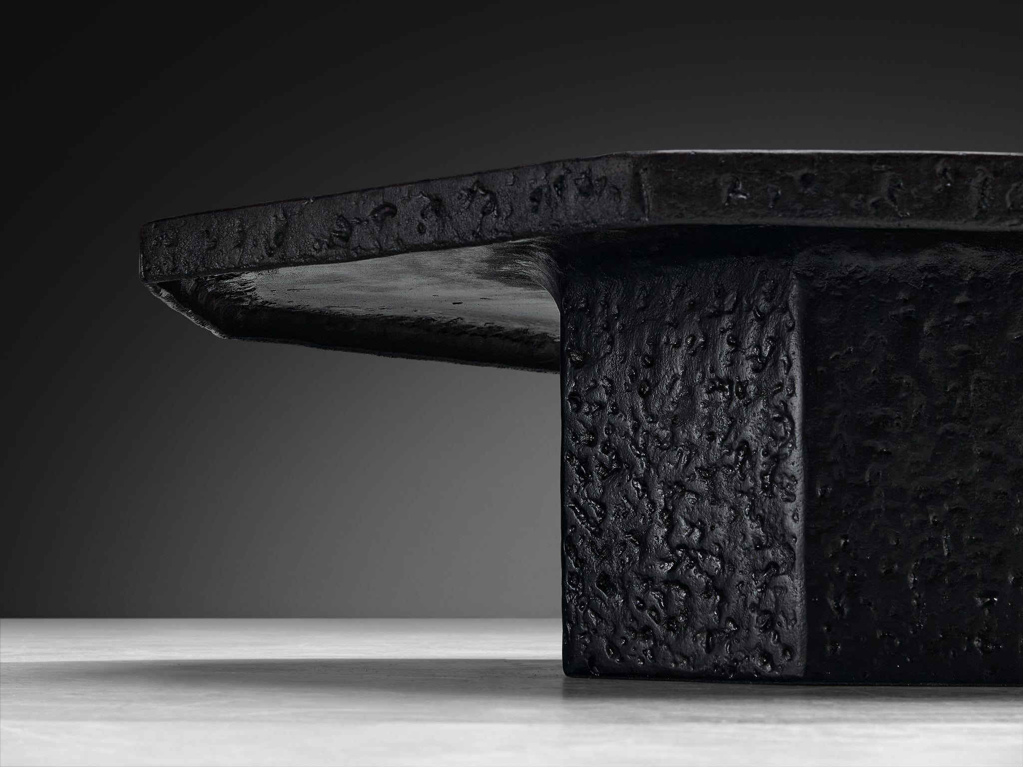 Brutalist Octagonal Coffee Table in Black Stone Look Resin Tables Morentz