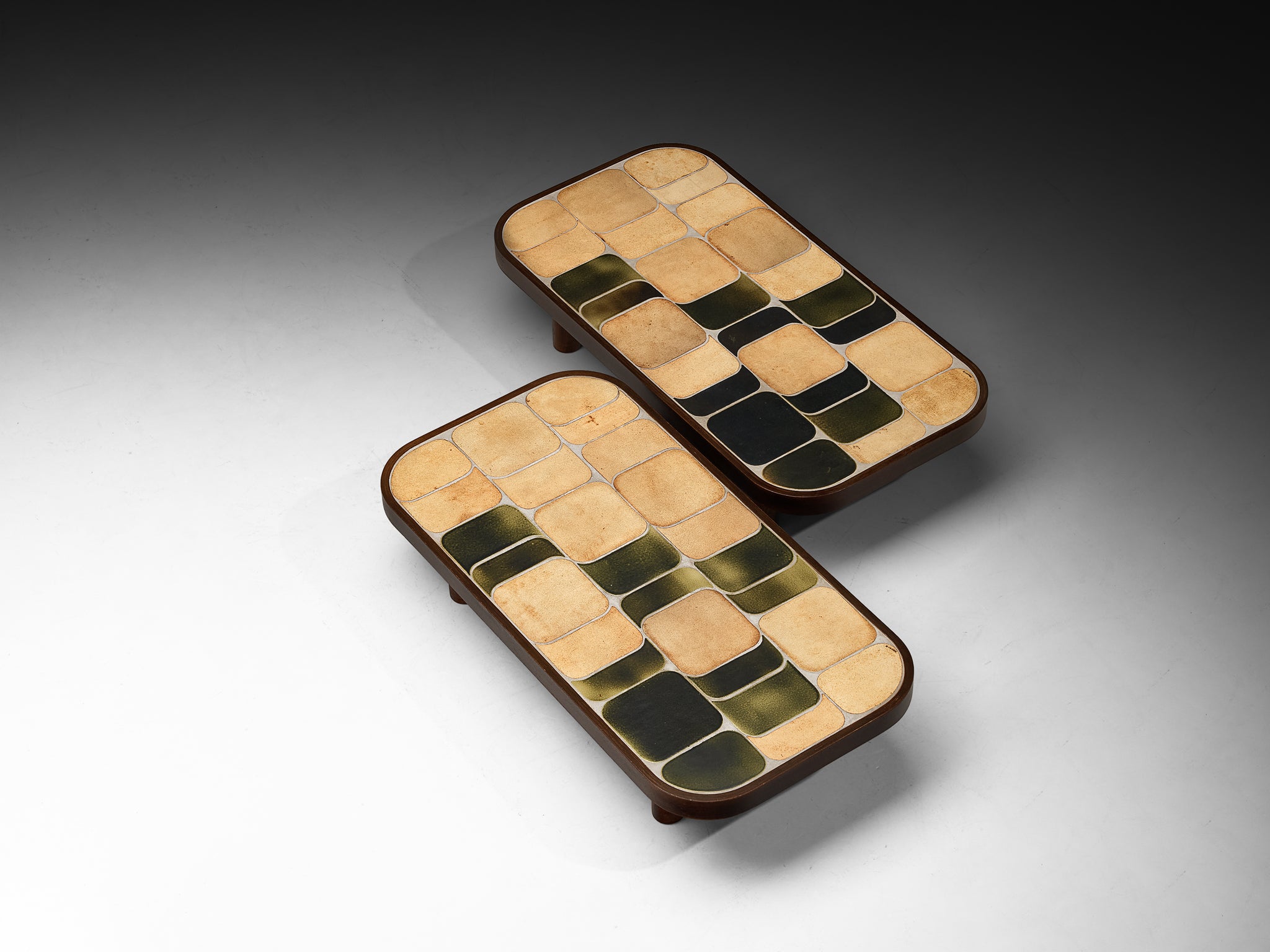 Roger Capron Large ‘Sou-Chong’ Coffee Tables in Ceramic and Wood