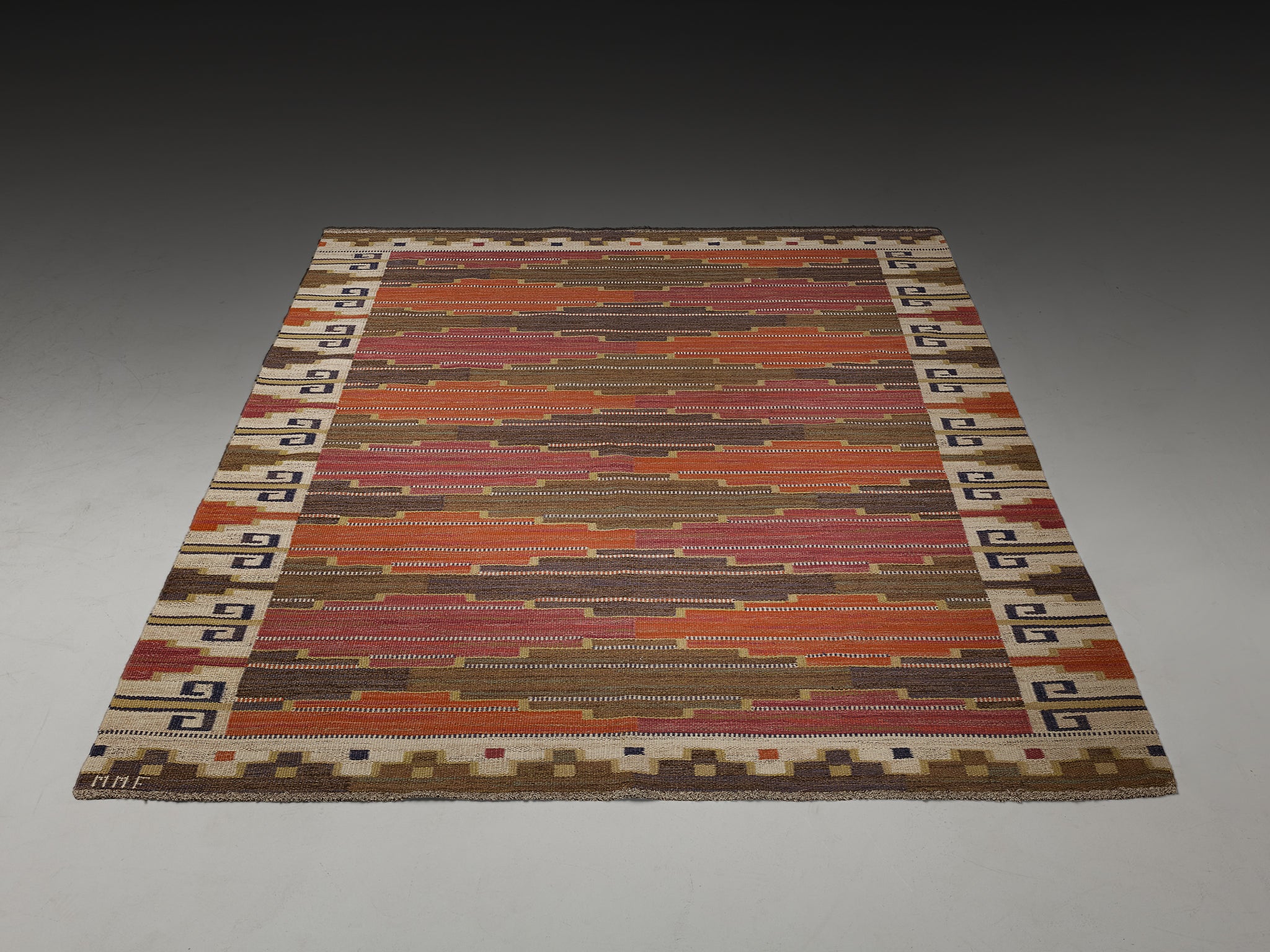 Märta Måås Fjetterström Handwoven 'Bruna Heden' Carpet in Wool Rugs and Carpets Morentz