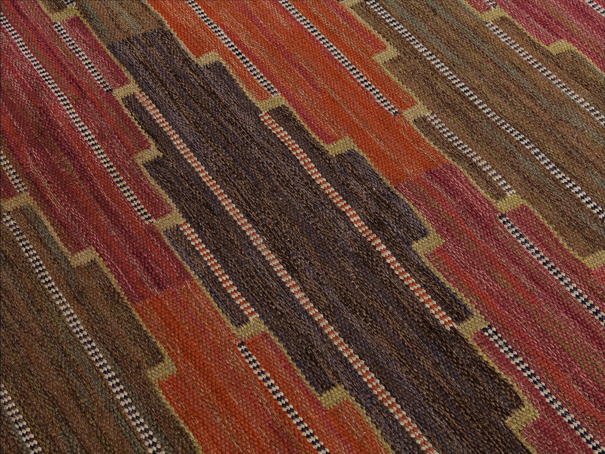 Märta Måås Fjetterström Handwoven 'Bruna Heden' Carpet in Wool Rugs and Carpets Morentz