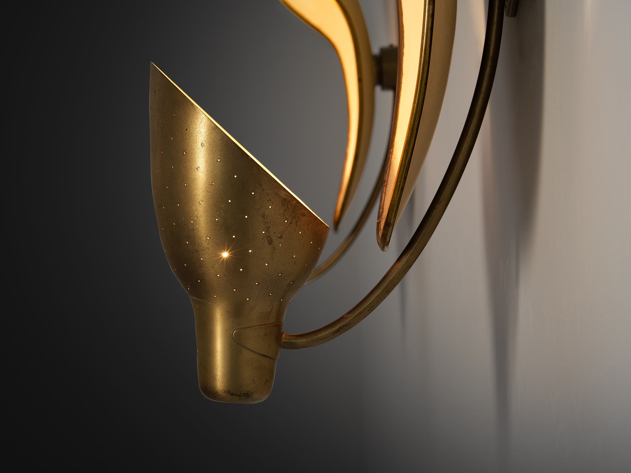 Rare Carl-Axel Acking '5017' Wall lights with Organic Shades in Perforated Brass Lighting Morentz