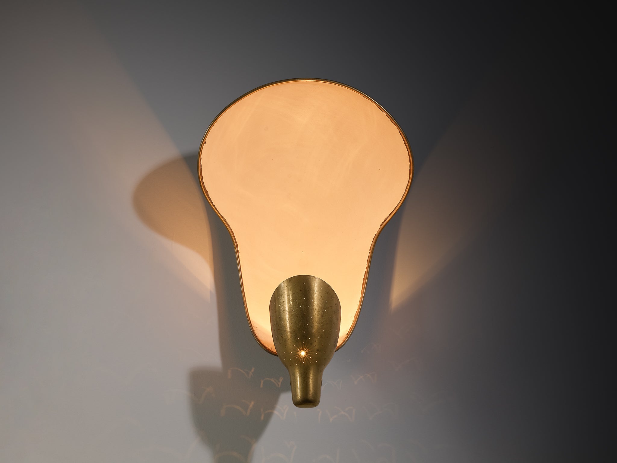 Rare Carl-Axel Acking '5017' Wall Light with Organic Shades in Perforated Brass Lighting Morentz