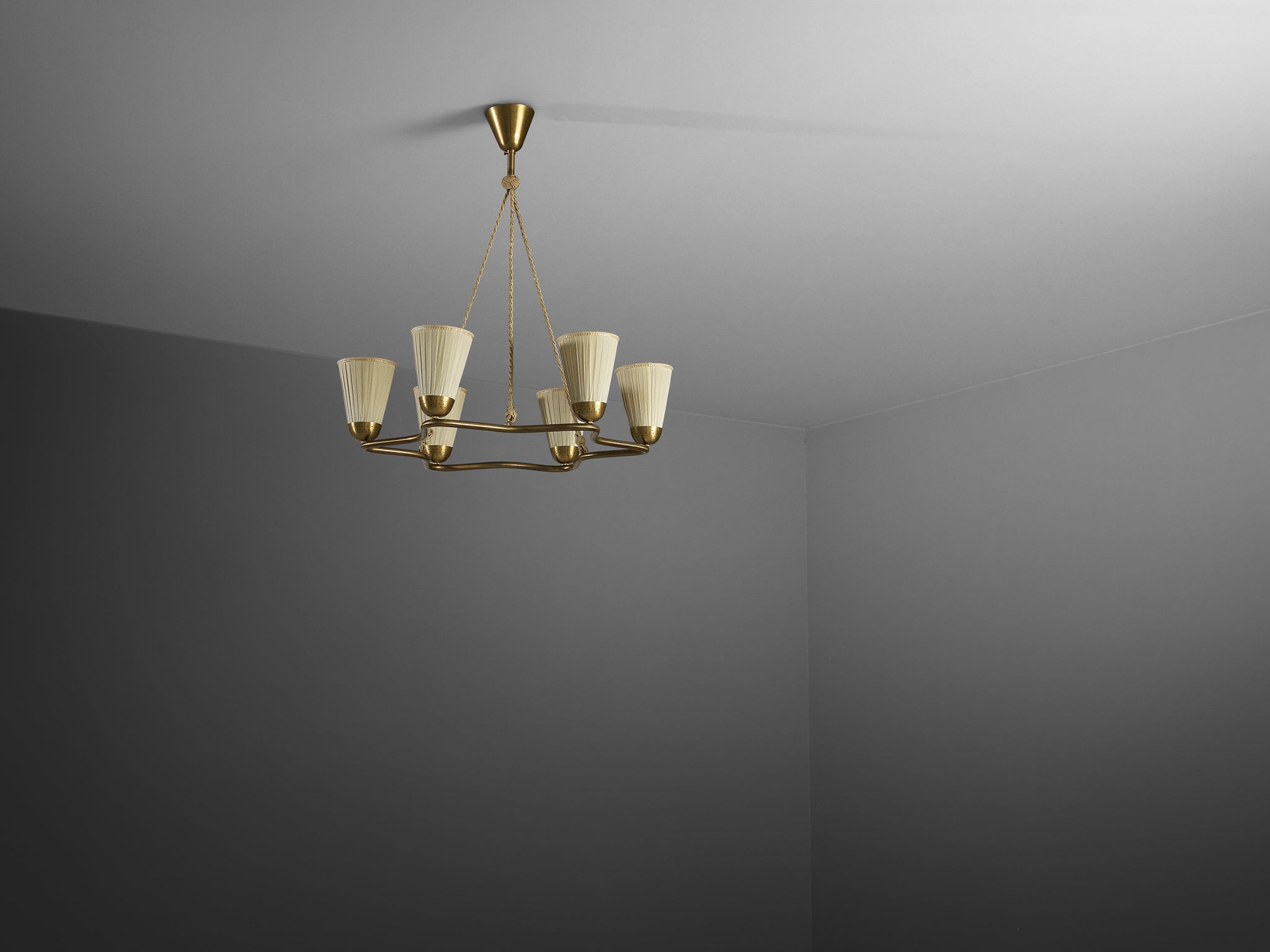 Bergboms Chandelier Star Shaped Rod and Fabric Shades Lighting Morentz