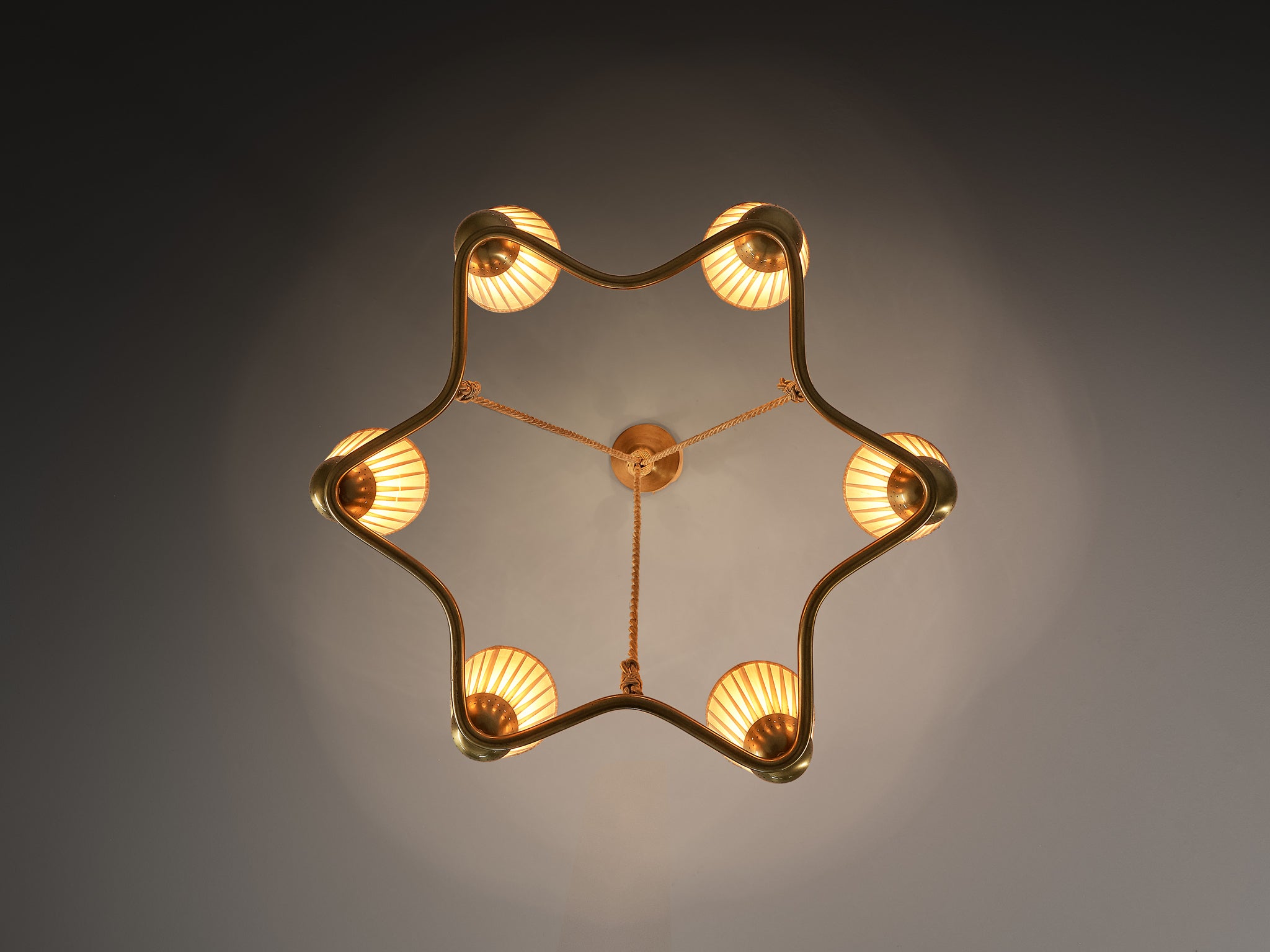Bergboms Chandelier Star Shaped Rod and Fabric Shades Lighting Morentz