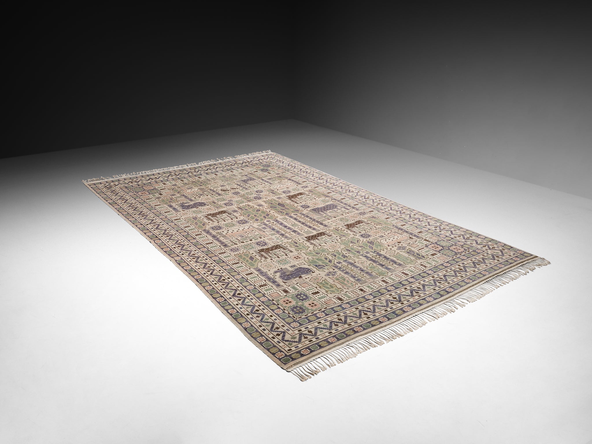 Märta Måås-Fjetterström Rare and Large 'Hästhagen' Carpet in Wool 522cm/205.51in. Rugs and Carpets Morentz