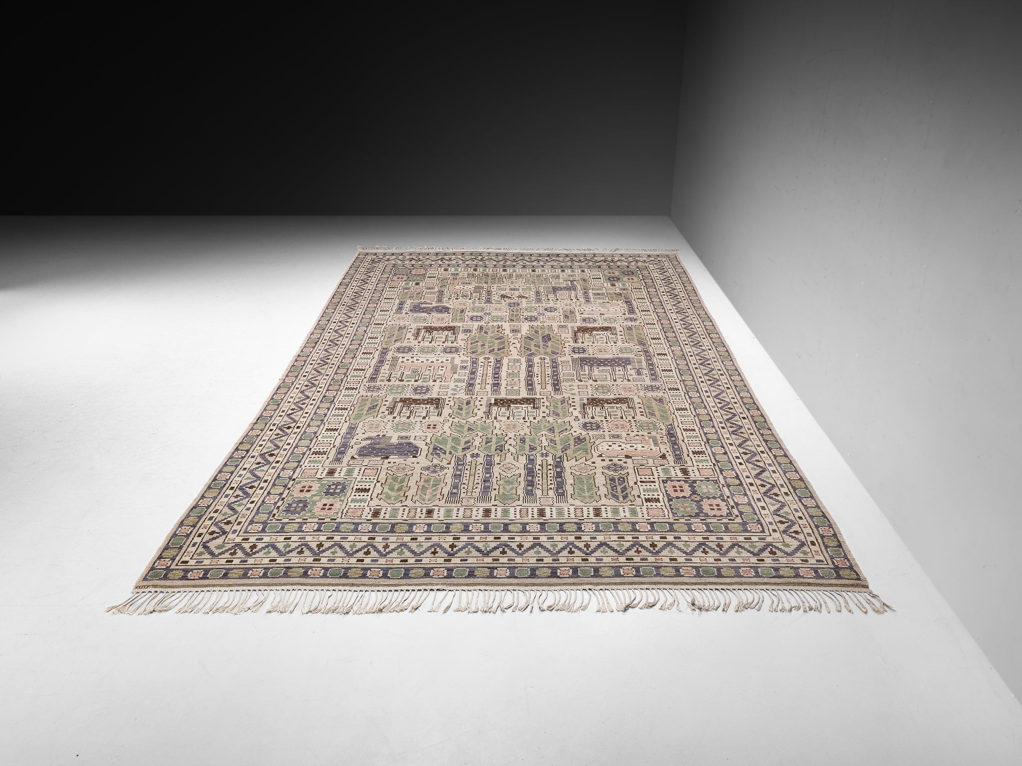 Märta Måås-Fjetterström Rare and Large 'Hästhagen' Carpet in Wool 522cm/205.51in. Rugs and Carpets Morentz