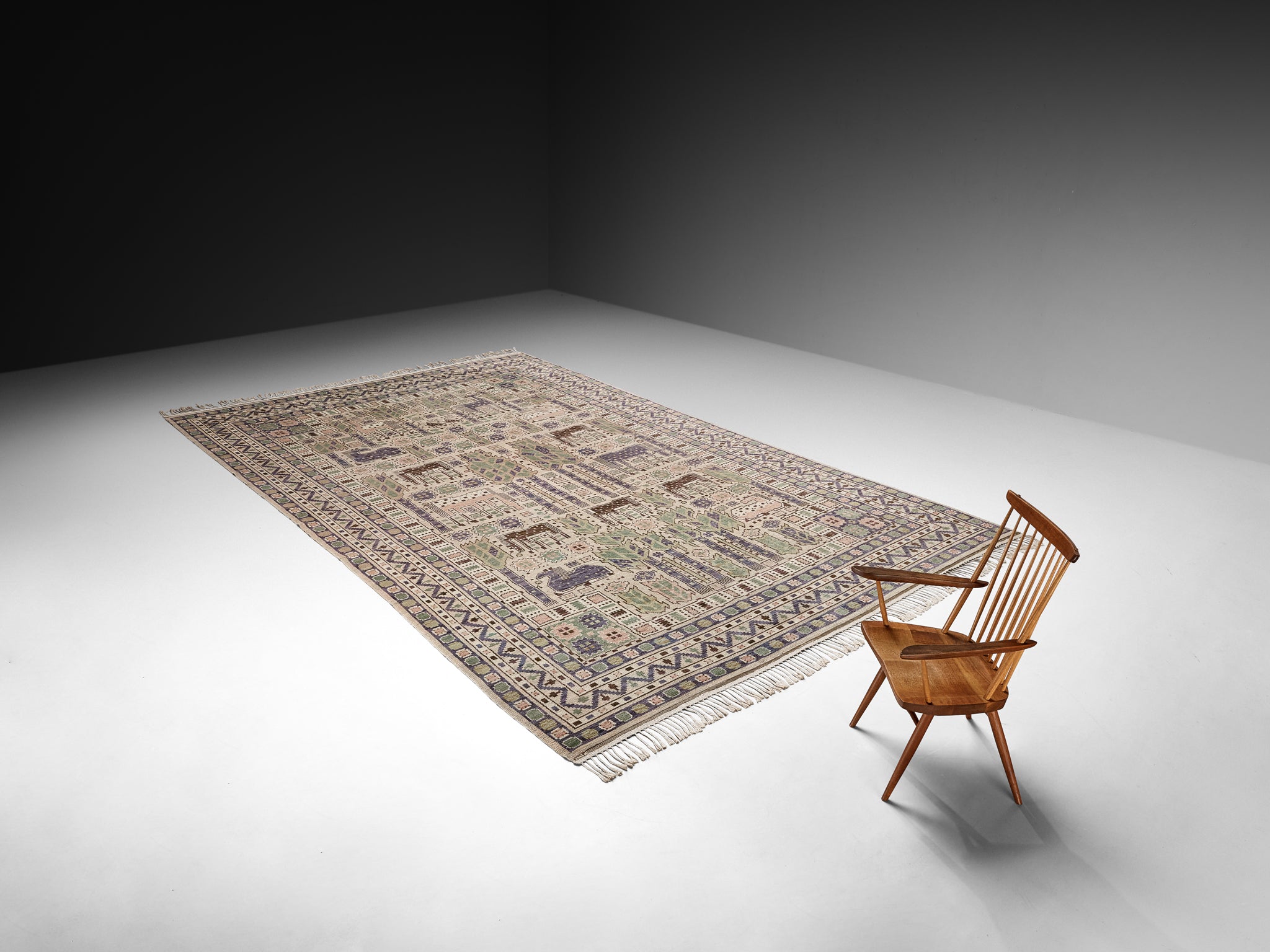 Märta Måås-Fjetterström Rare and Large 'Hästhagen' Carpet in Wool 522cm/205.51in. Rugs and Carpets Morentz