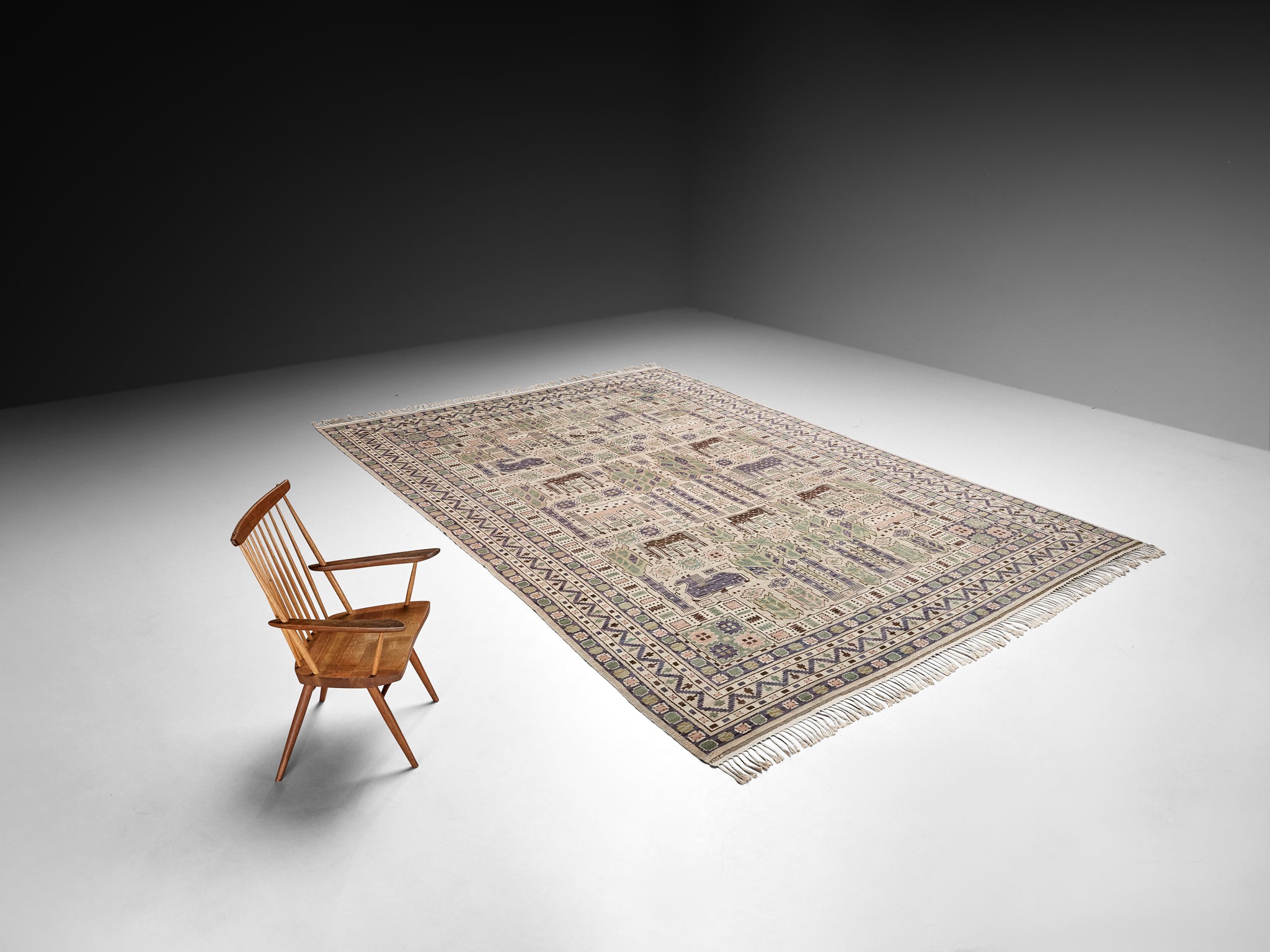 Märta Måås-Fjetterström Rare and Large 'Hästhagen' Carpet in Wool 522cm/205.51in. Rugs and Carpets Morentz