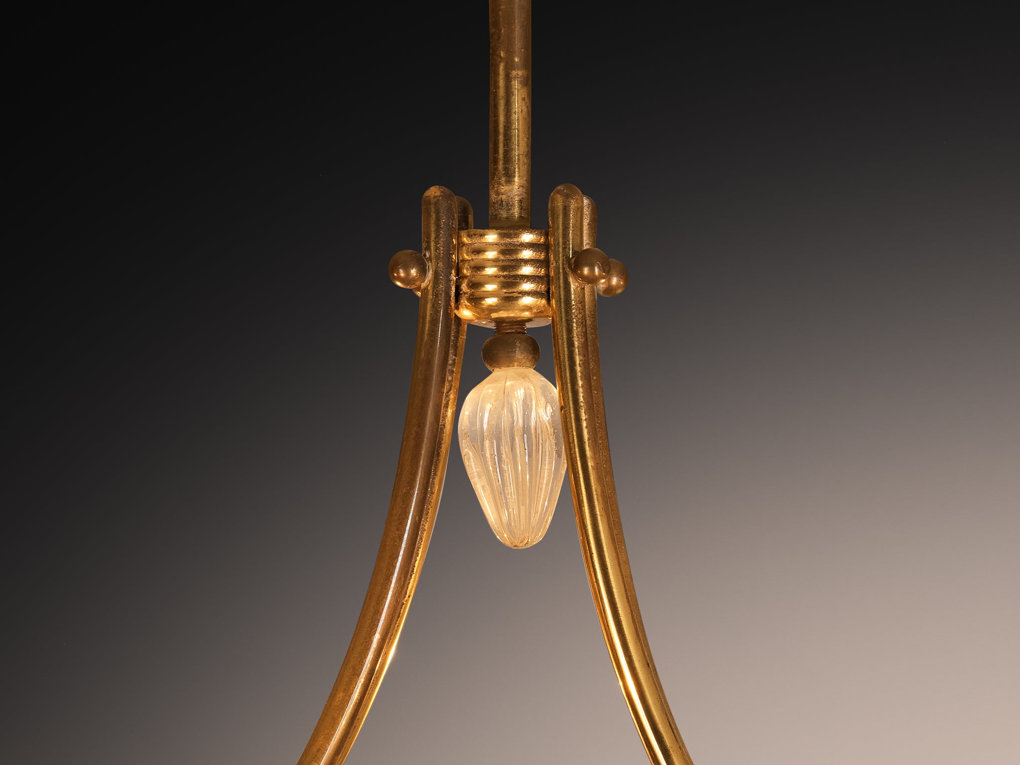 Italian Art Deco Chandelier in Glass and Brass Lighting Morentz