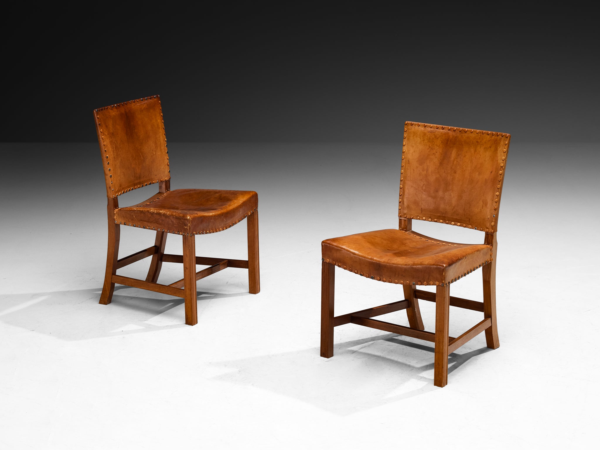 Kaare Klint Rare Set of Eight Dining Chairs in Niger Leather and Mahogany Seating Morentz