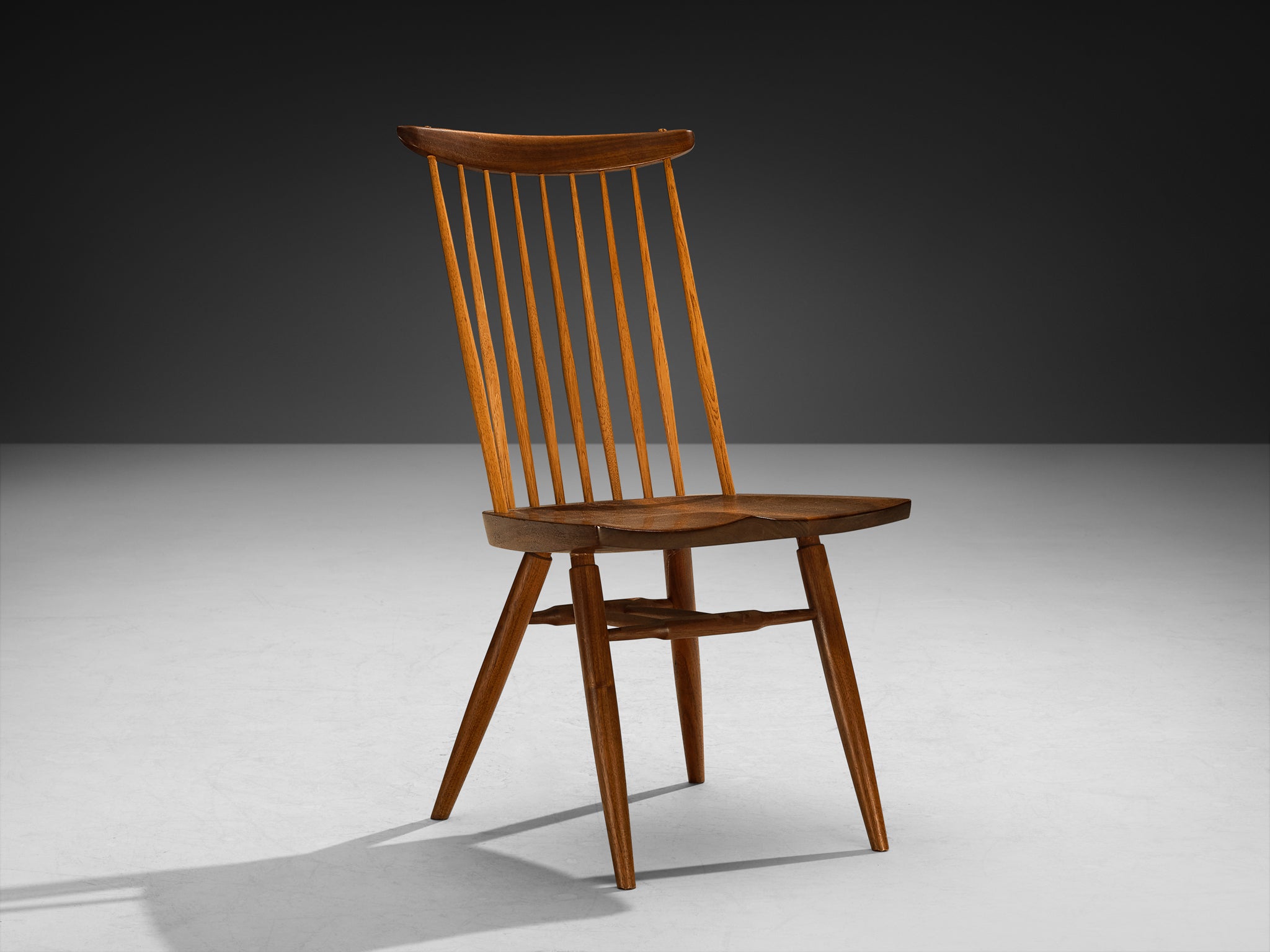 George Nakashima Set of Six 'New' Dining Chairs in Walnut and Hickory Seating Morentz