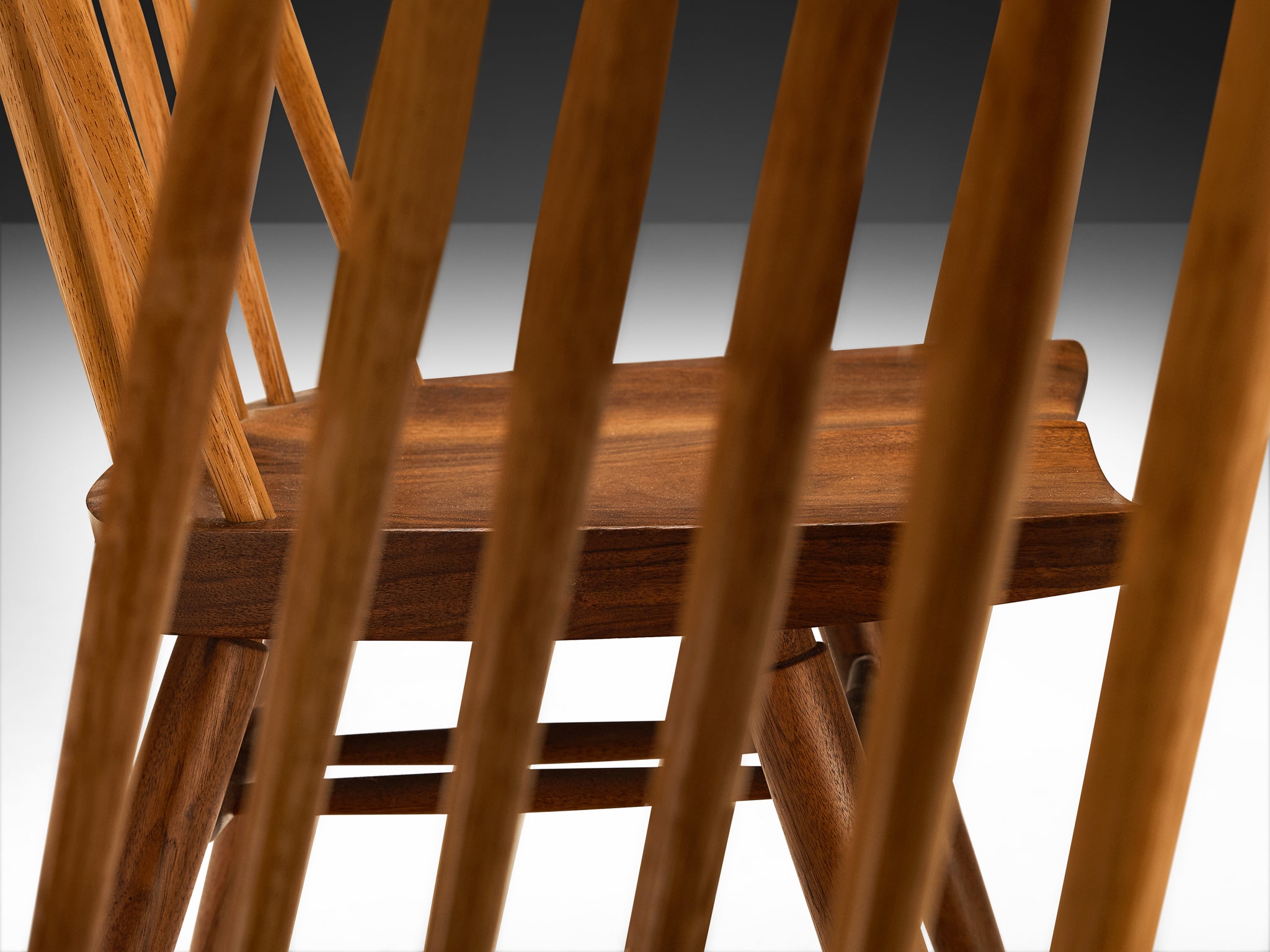 George Nakashima Set of Six 'New' Dining Chairs in Walnut and Hickory