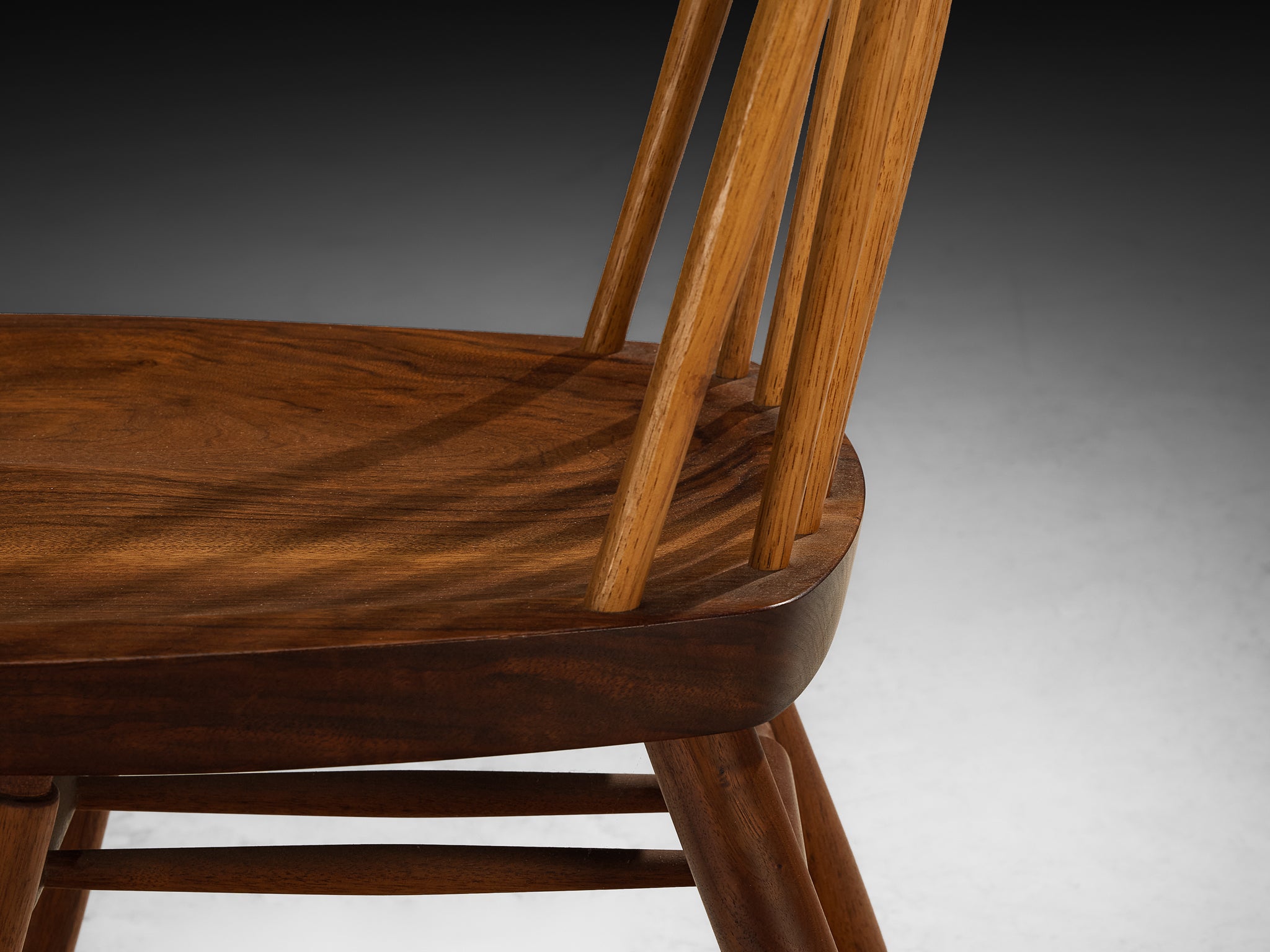 George Nakashima Set of Six 'New' Dining Chairs in Walnut and Hickory