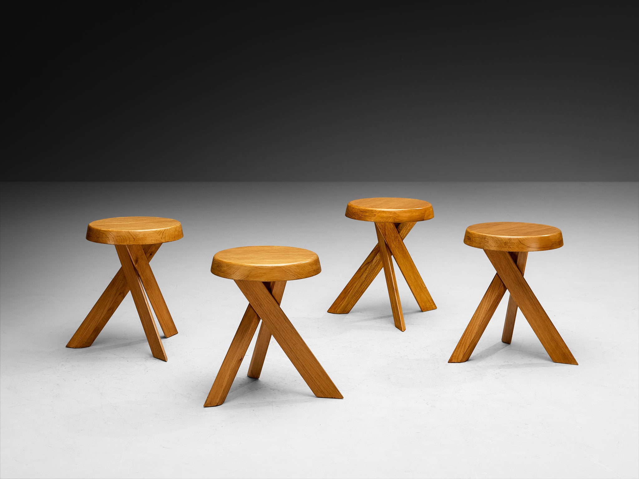 Pierre Chapo Stools 'S13A' in Solid Elm