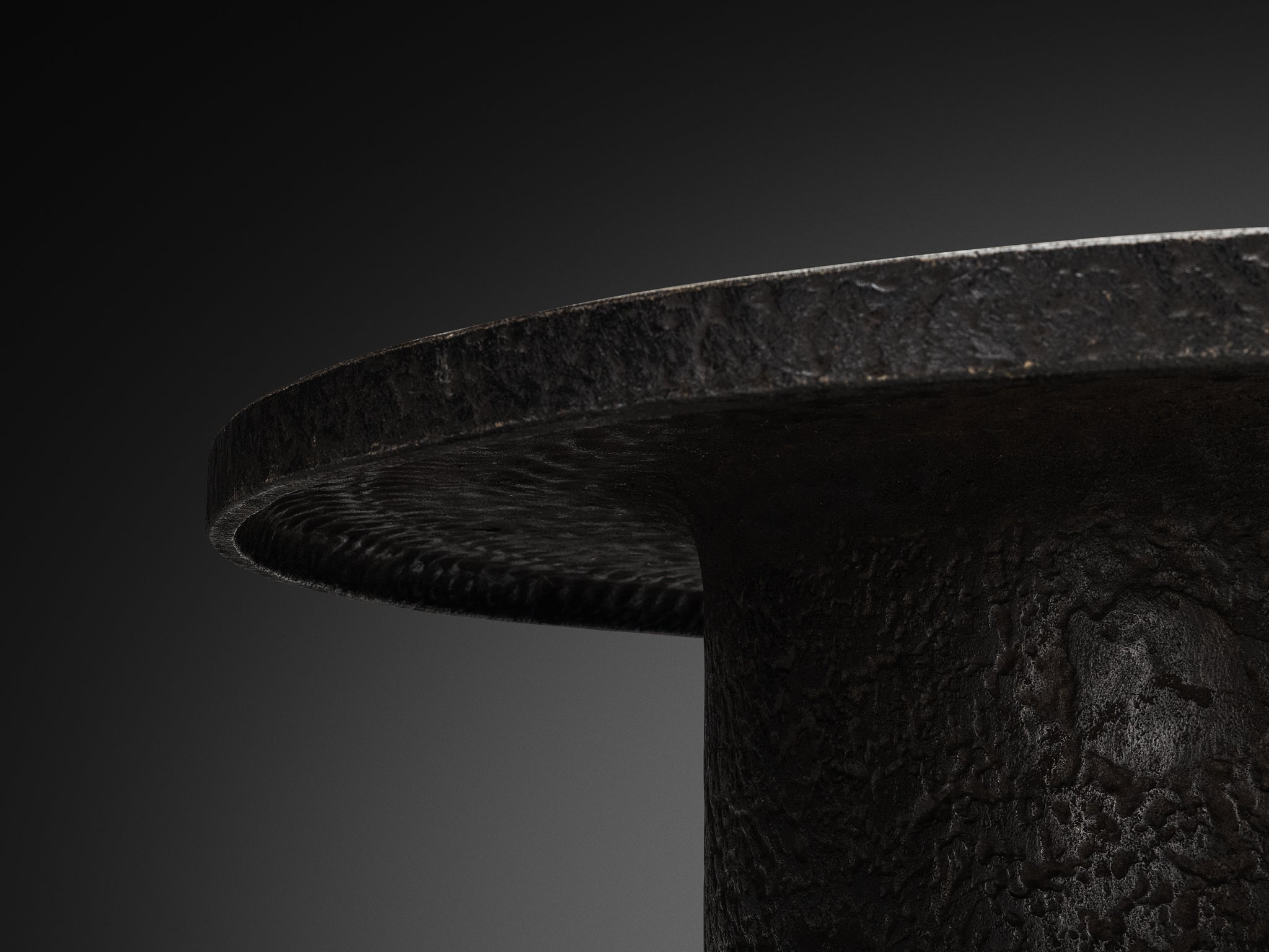 Brutalist Round Coffee Table in Black Stone Look Resin Tables Morentz