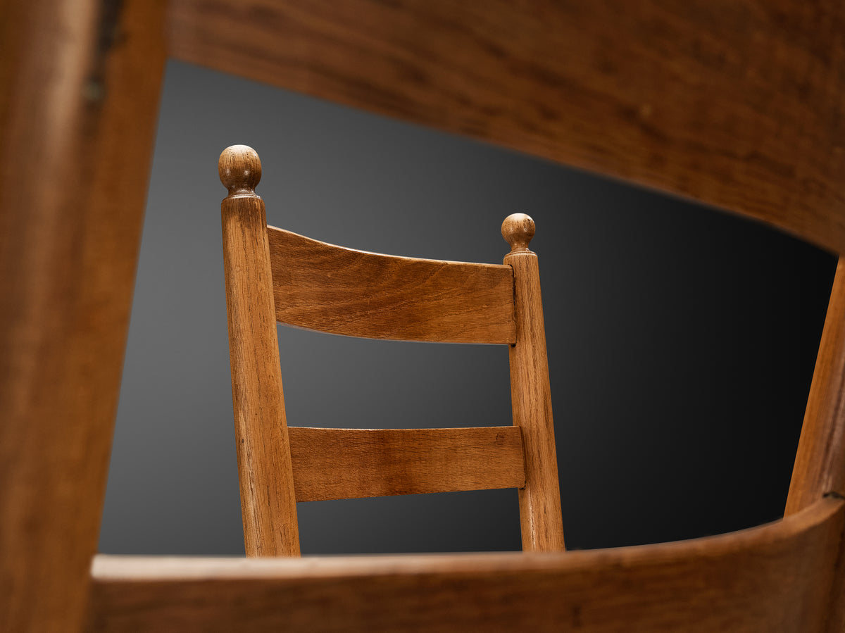 Rustic Dining Chairs in Solid Oak and Straw