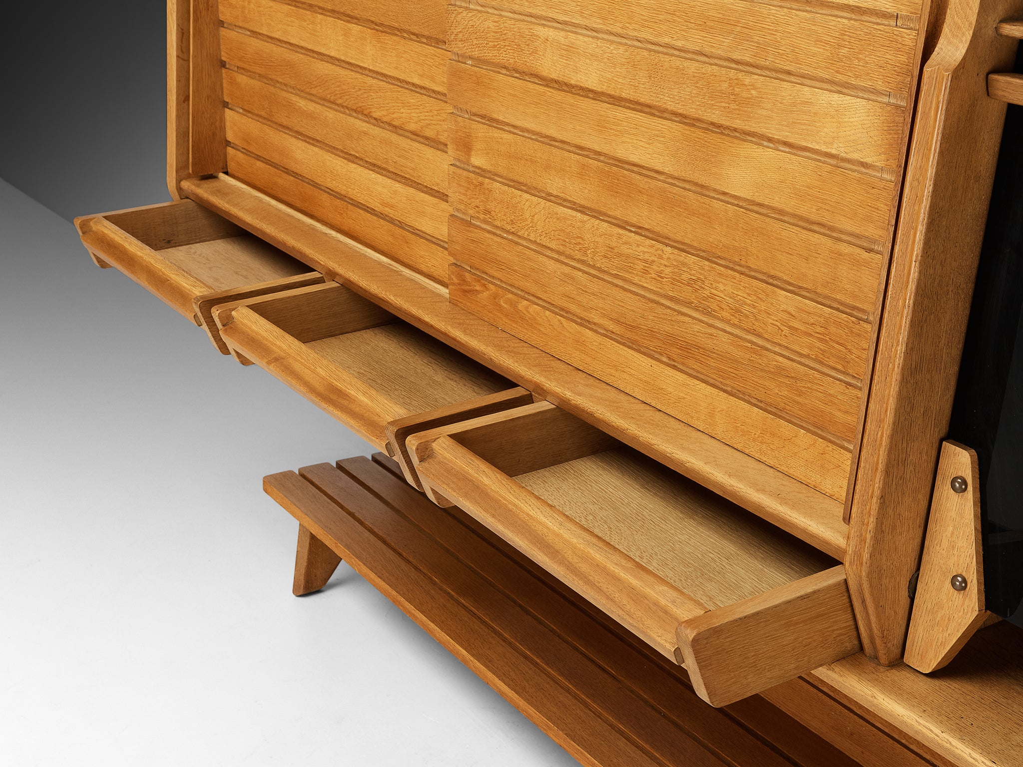 Guillerme & Chambron Sideboard in Oak, Glass and Ceramic Case pieces and storage cabinets Morentz