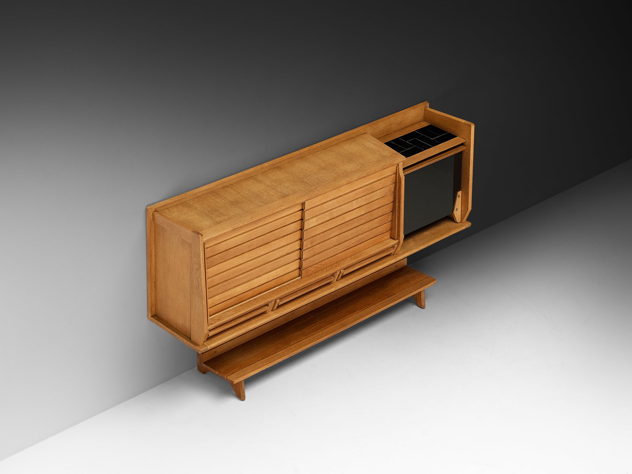Guillerme & Chambron Sideboard in Oak, Glass and Ceramic Case pieces and storage cabinets Morentz