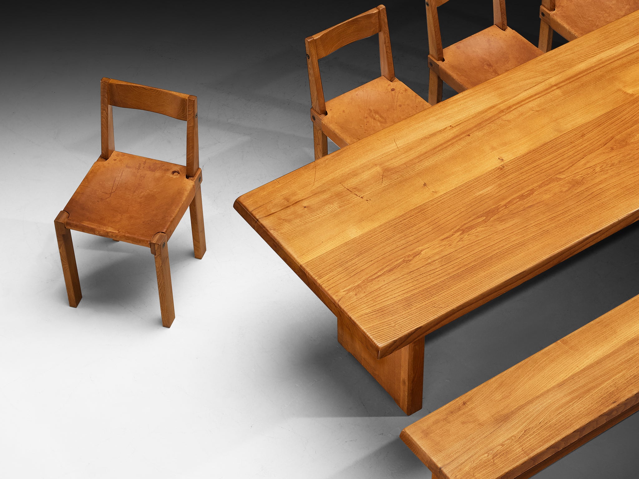 Pierre Chapo Dining Set with 'T14D' Table, 'S14B' Bench and 'S24' Chairs Tables Morentz