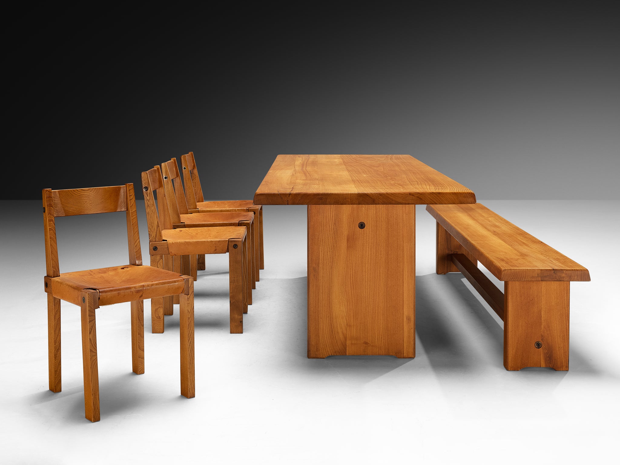 Pierre Chapo Dining Set with 'T14D' Table, 'S14B' Bench and 'S24' Chairs Tables Morentz