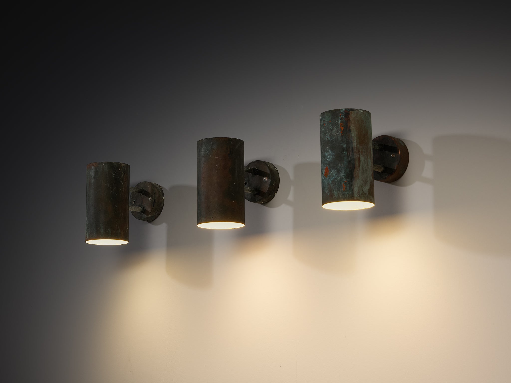 Hans-Agne Jakobsson ‘Rulle’ Wall Lights in Patinated Copper Lighting Morentz