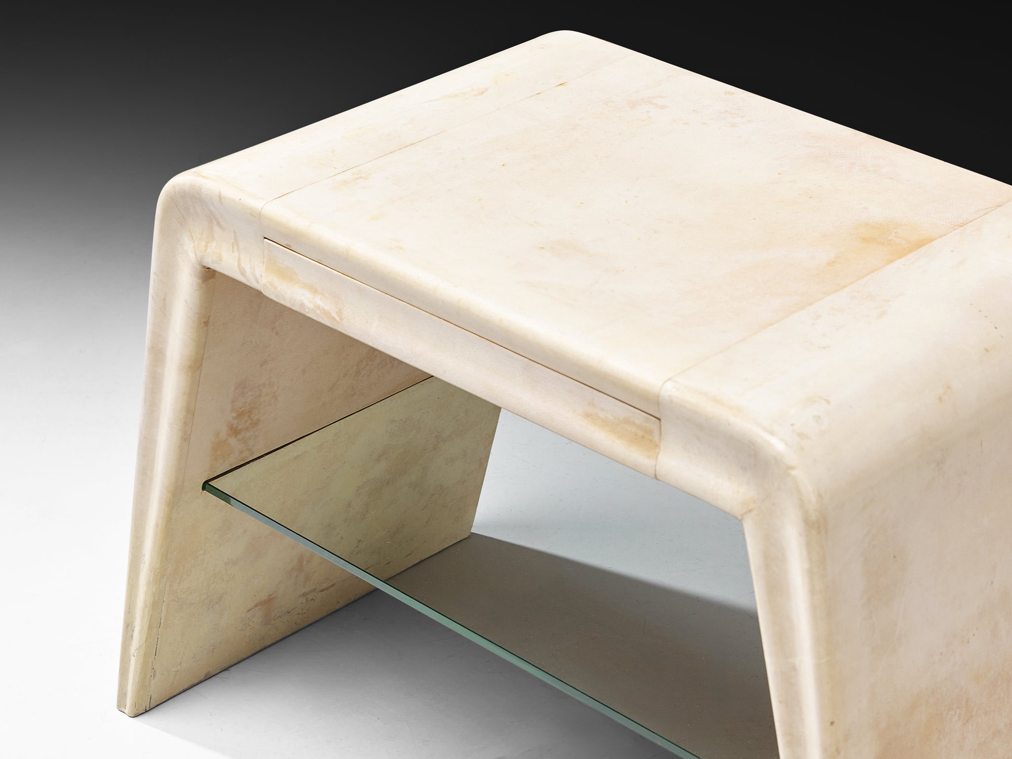 Pair of Valzania Italian Art Deco Bed or Side Tables in Parchment