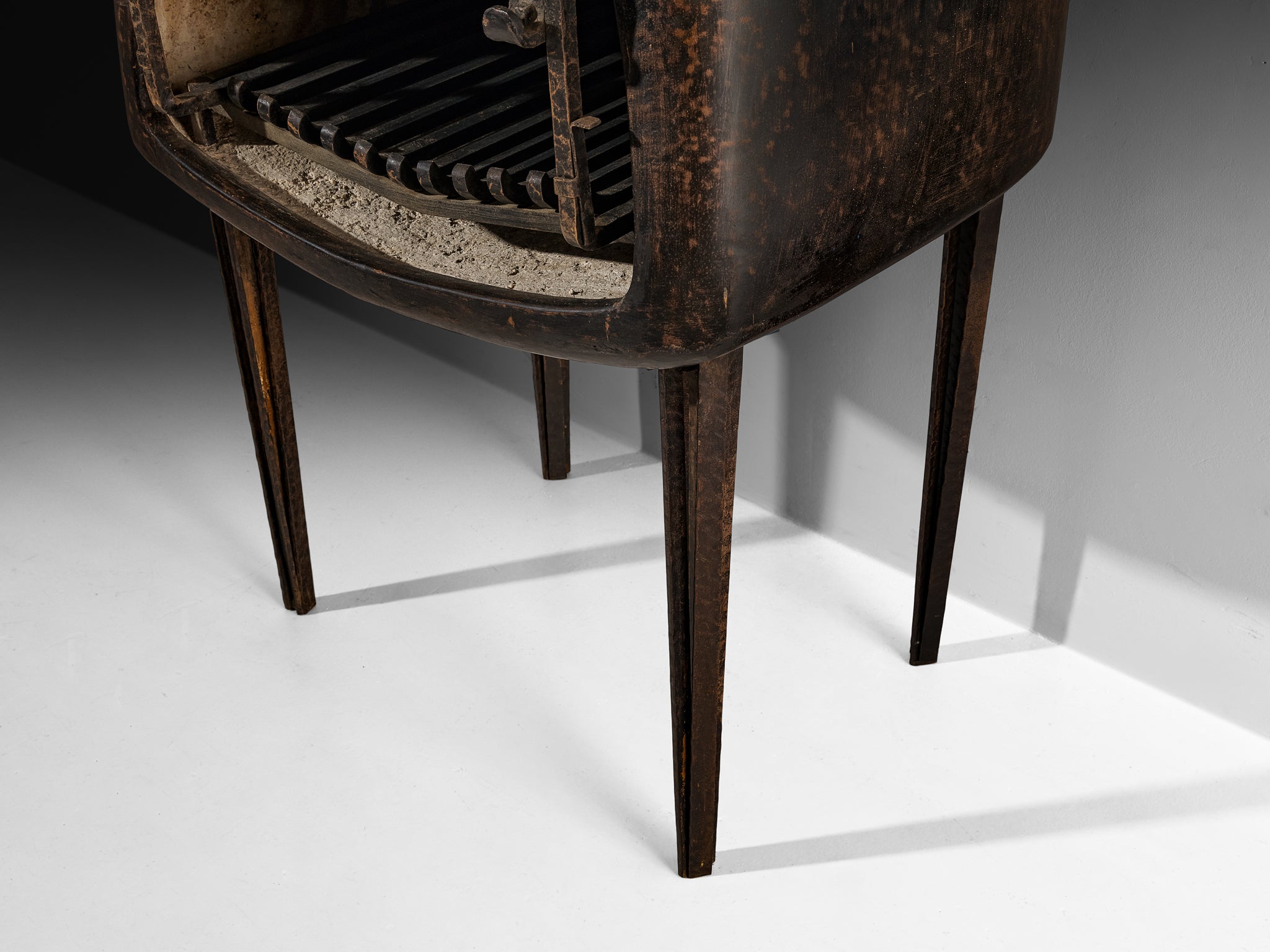Ugo Trevisan Fireplace in Hammered Steel Building and Garden Elements Morentz
