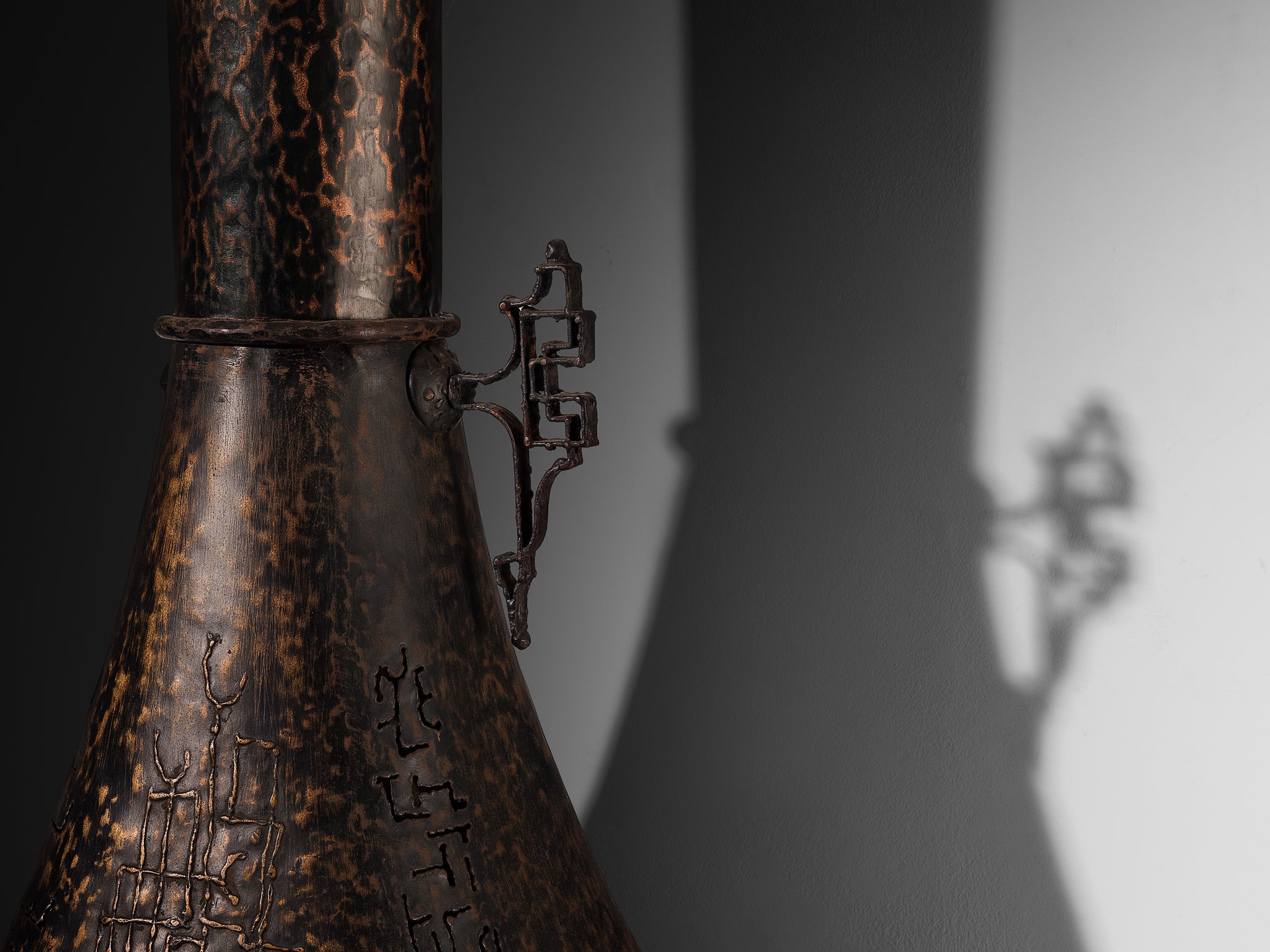 Ugo Trevisan Fireplace in Hammered Steel Building and Garden Elements Morentz